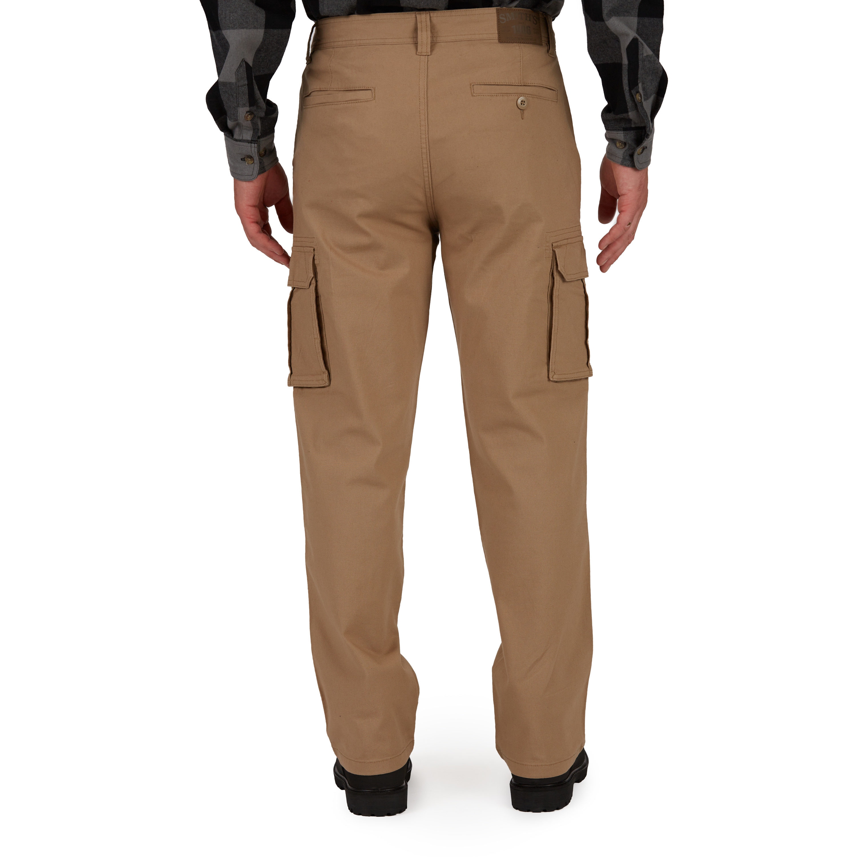 Pantalones de trabajo cargo de lona caqui de ajuste relajado para hombre de Smith's Workwear (32 x 30)