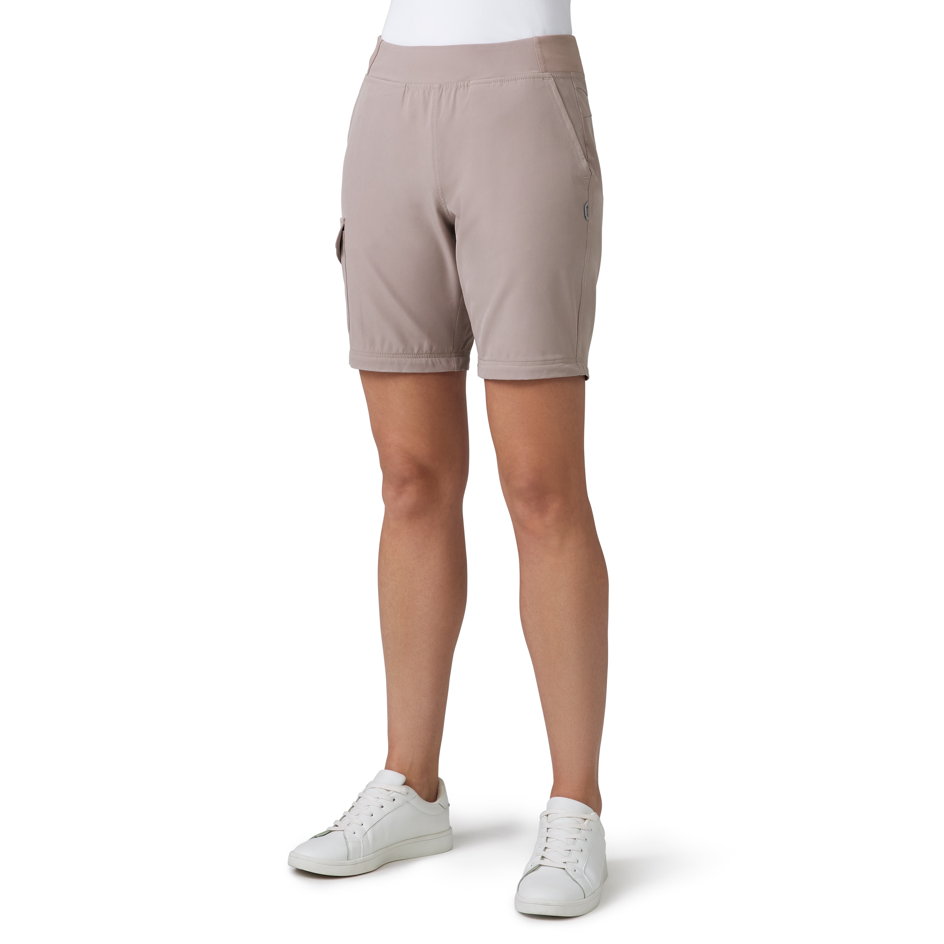 Pantalones de trabajo tipo cargo de punto color arena con ajuste cónico para mujer de Free Country (Mediano)