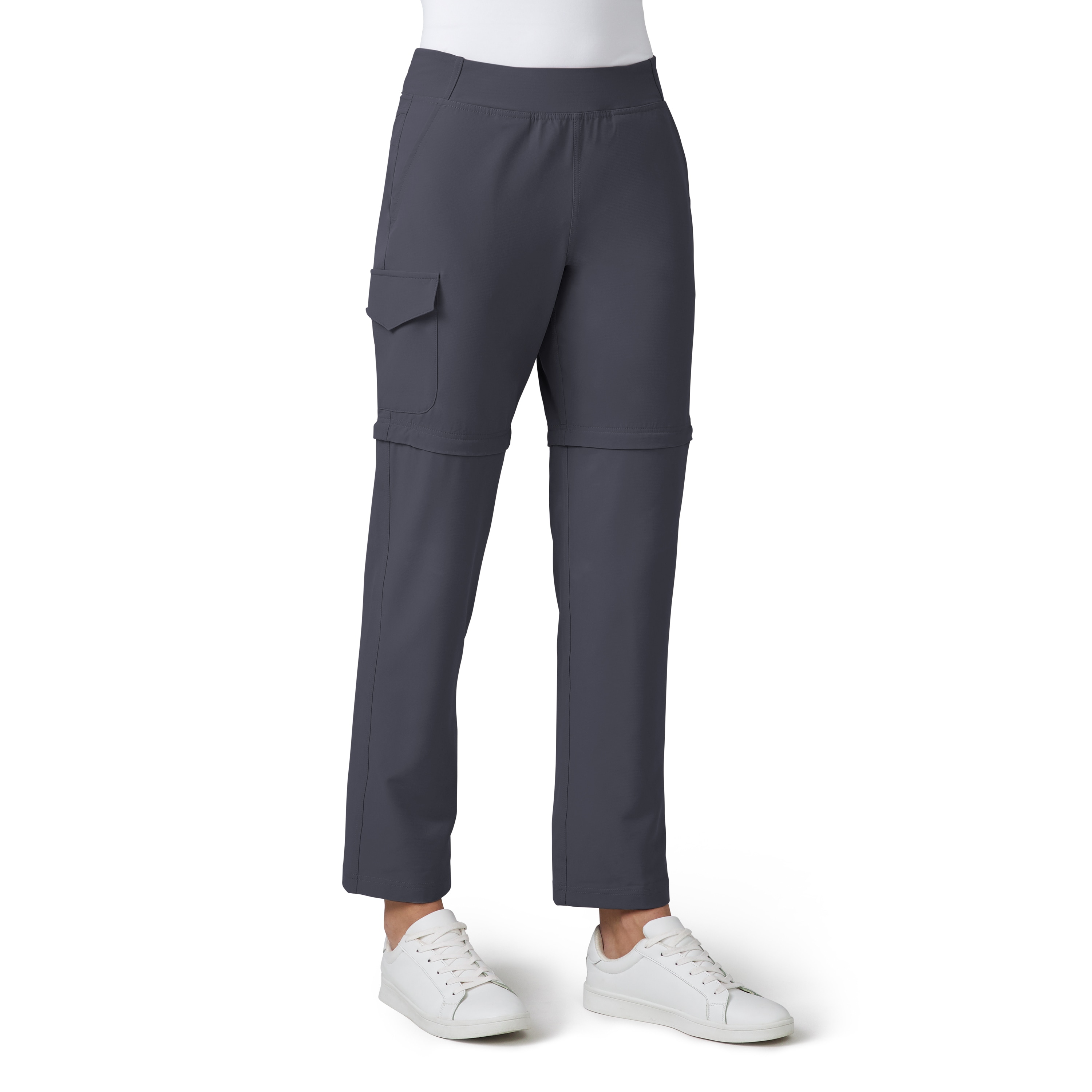 Pantalones de trabajo de carga de punto carbón con ajuste cónico para mujer de Free Country (Talla mediana)