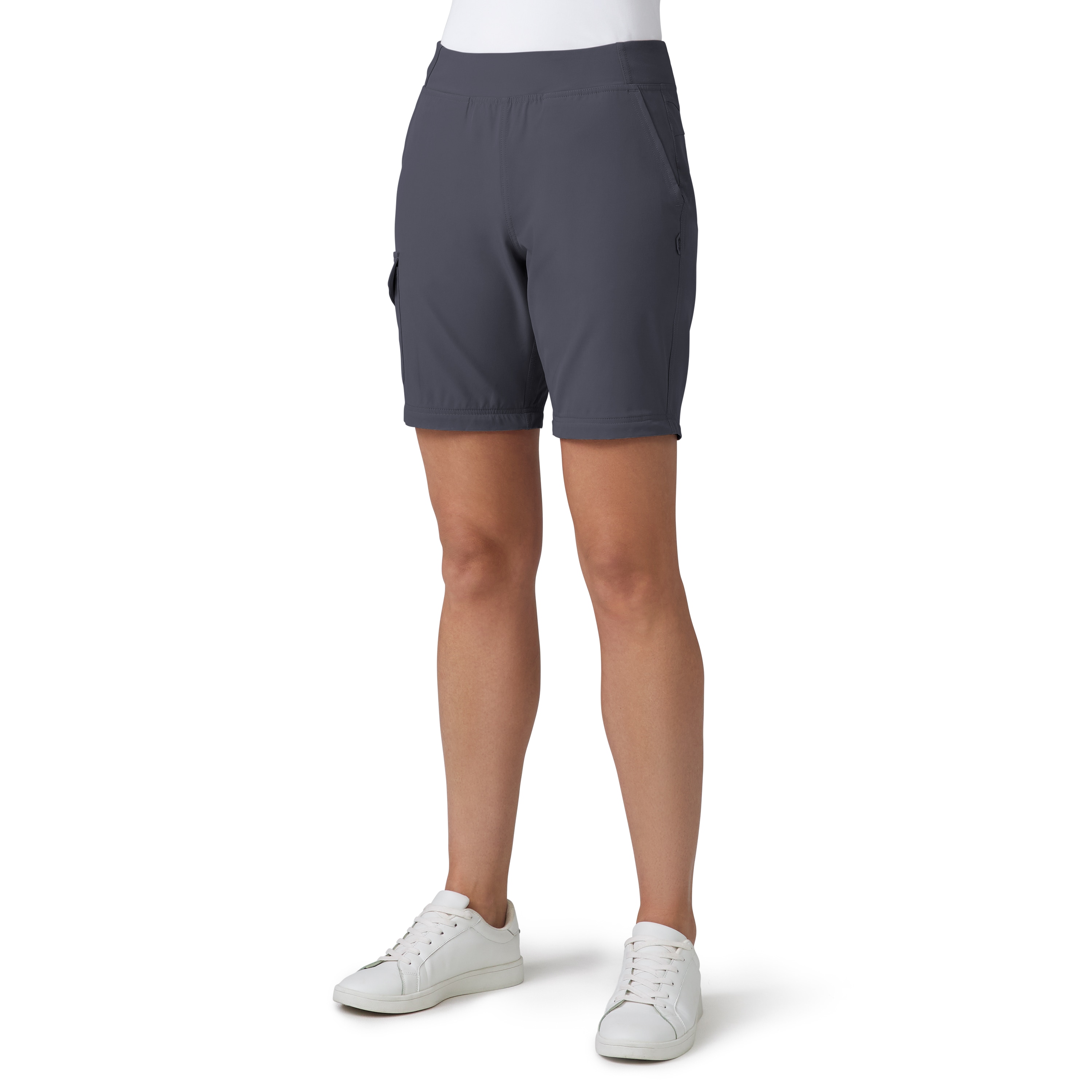 Pantalones de trabajo de carga de punto carbón con ajuste cónico para mujer de Free Country (Talla mediana)