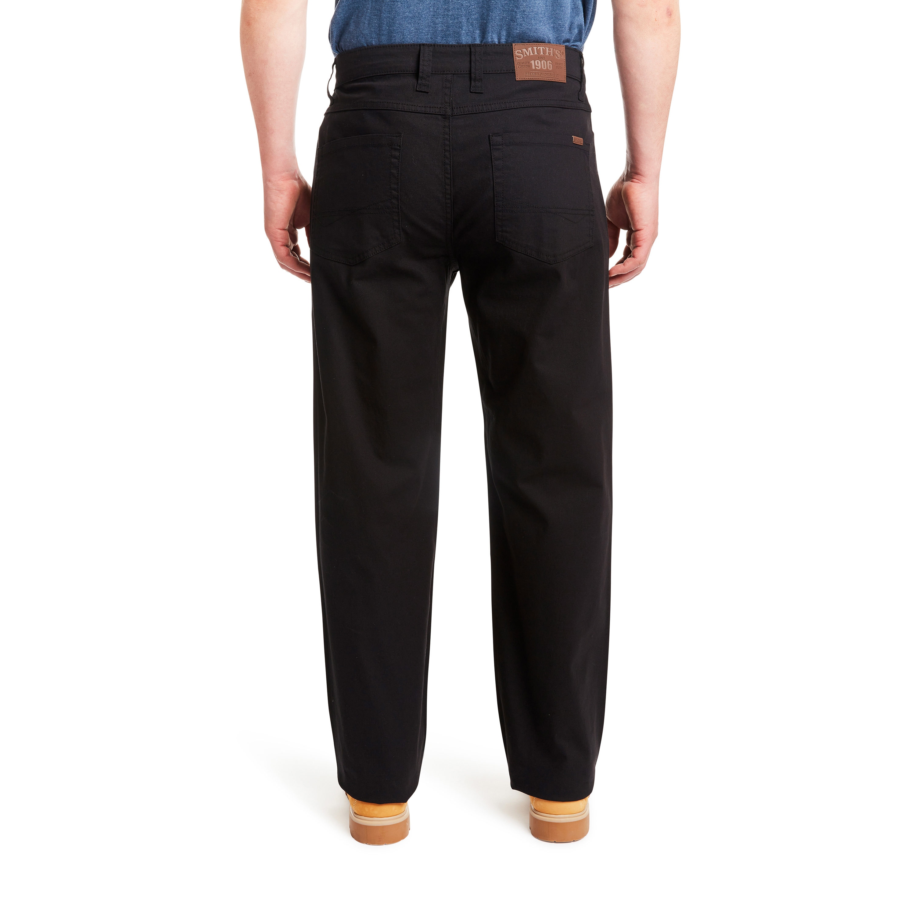 Pantalones de trabajo de lienzo negro de corte holgado para hombre de Smith's Workwear (40 x 30)