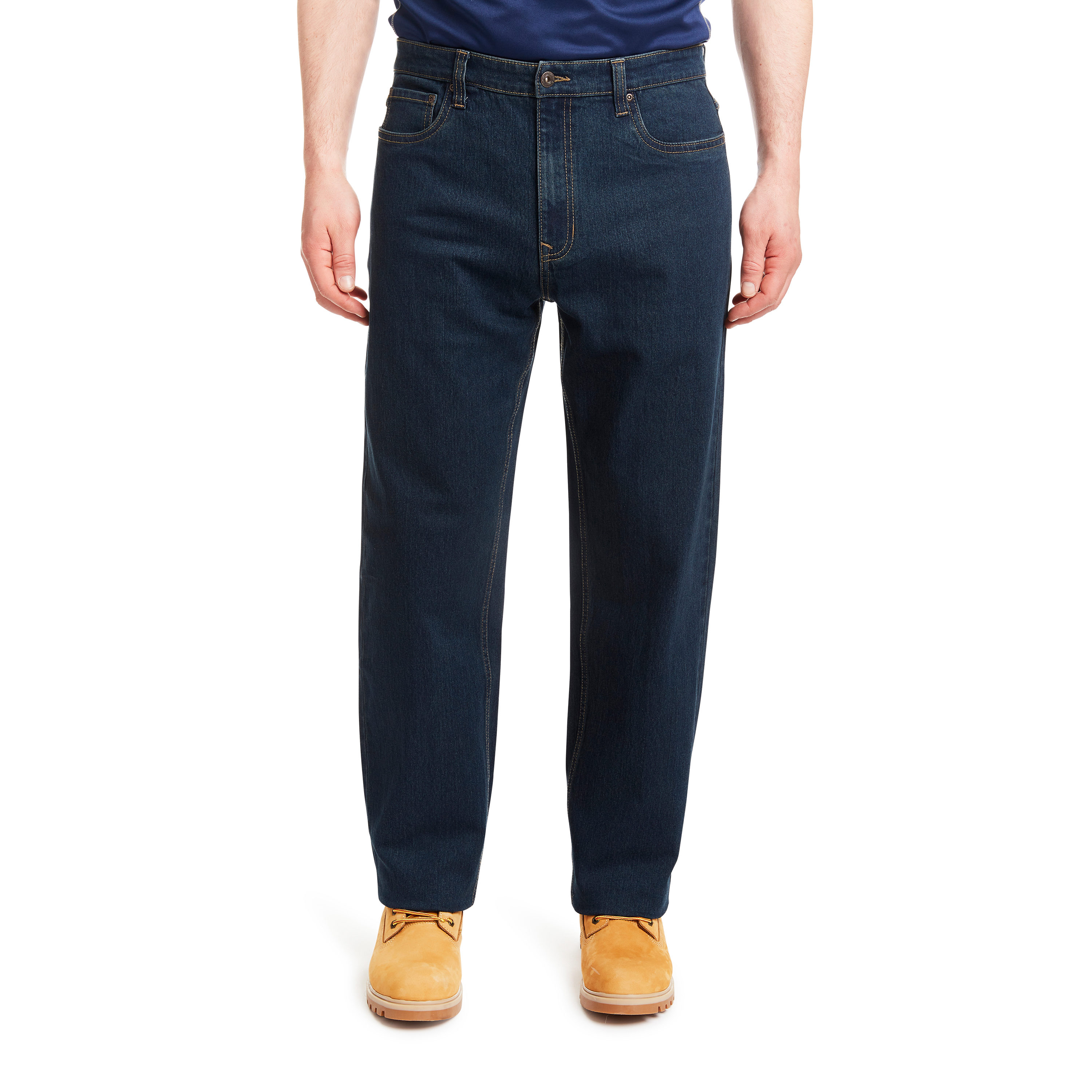 Pantalones de trabajo de mezclilla en lavado Vintage Oscuro con ajuste holgado para hombre Smith's Workwear (talla 38 x 30)
