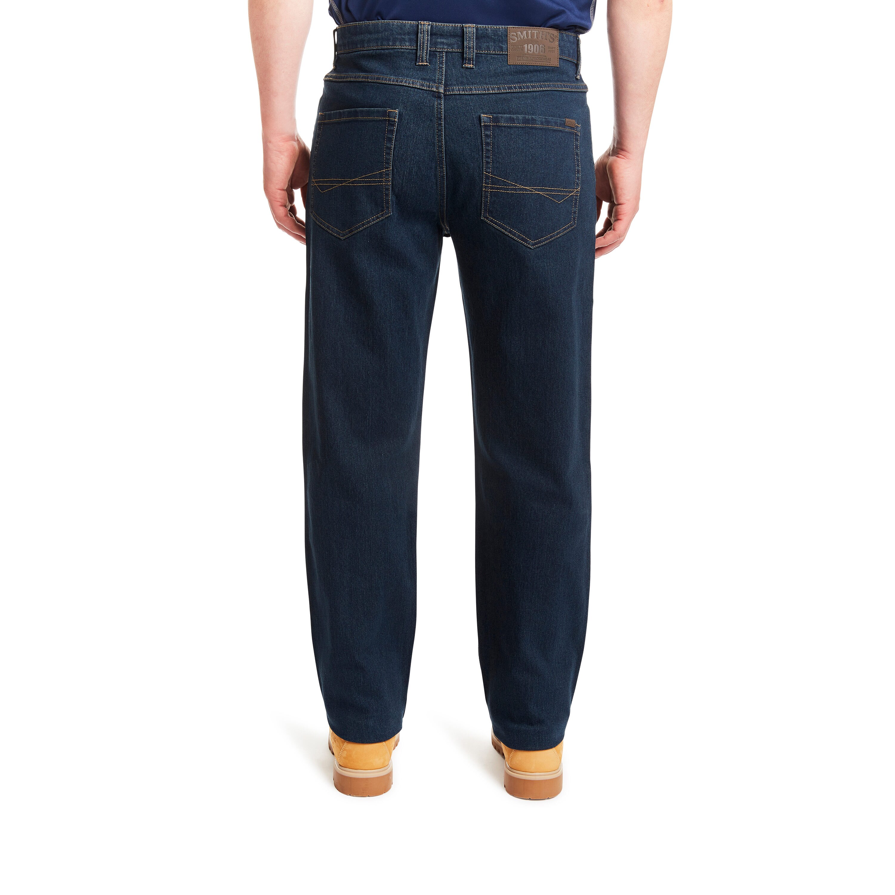 Pantalones de trabajo de mezclilla en lavado Vintage Oscuro con ajuste holgado para hombre Smith's Workwear (talla 38 x 30)