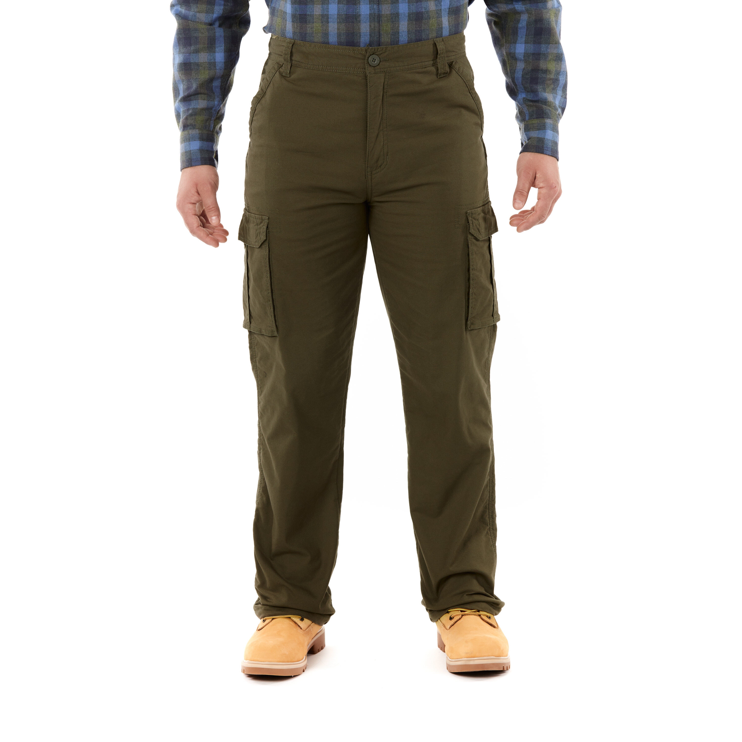 Pantalones de trabajo cargo de lienzo color oliva oscuro para hombre Smith's Workwear (talla 40 x 32) de ajuste relajado.