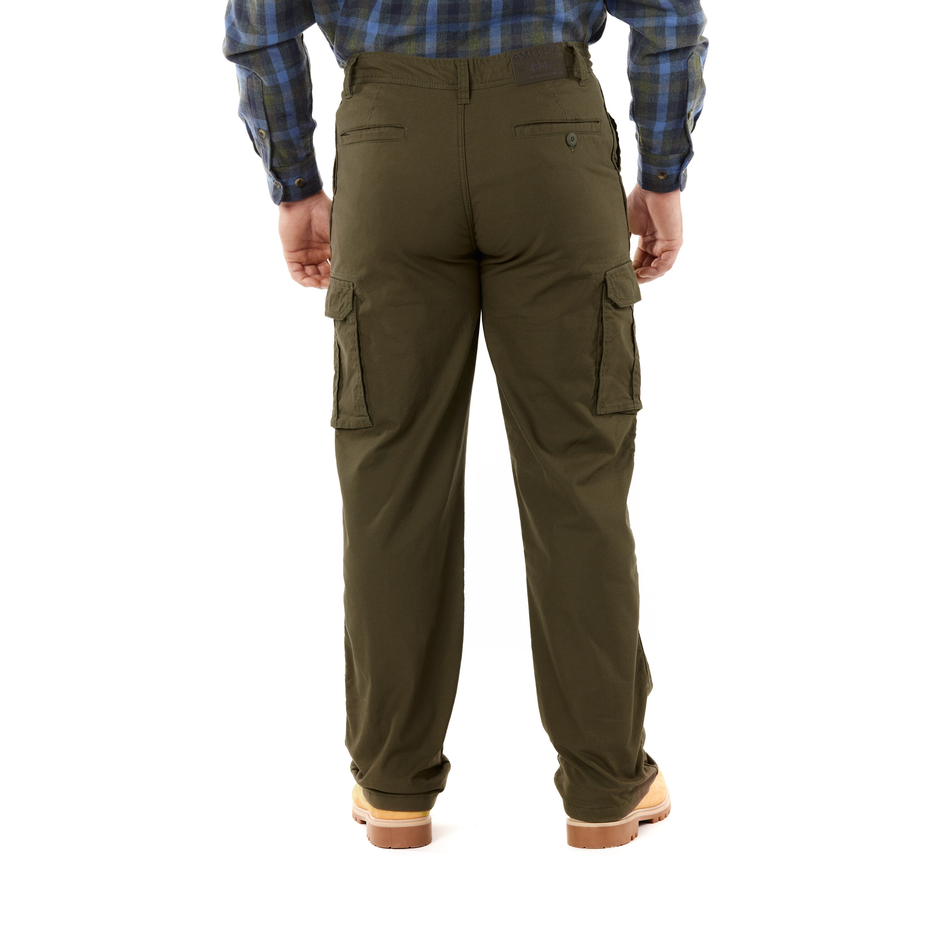 Pantalones de trabajo cargo de lienzo color oliva oscuro para hombre Smith's Workwear (talla 40 x 32) de ajuste relajado.