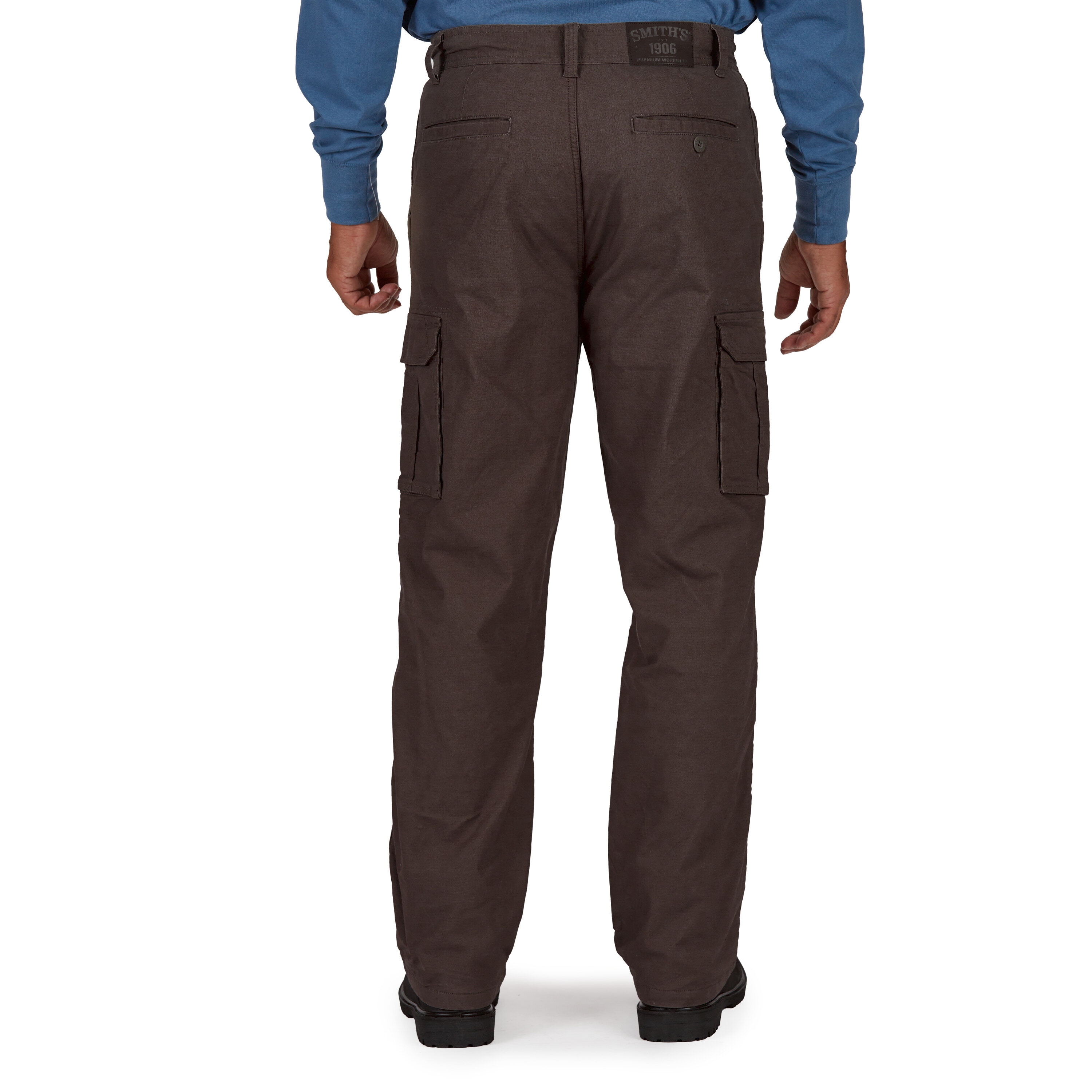 Pantalones de trabajo para hombre de Smith's Workwear en tela gris granito con corte holgado y bolsillos tipo carga (38 x 32)