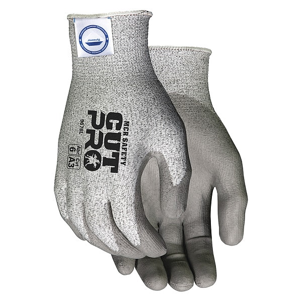 Guantes recubiertos resistentes al corte MCR Safety, Nivel de corte A3, calibre 13, gris, 2XL - 9676XXL