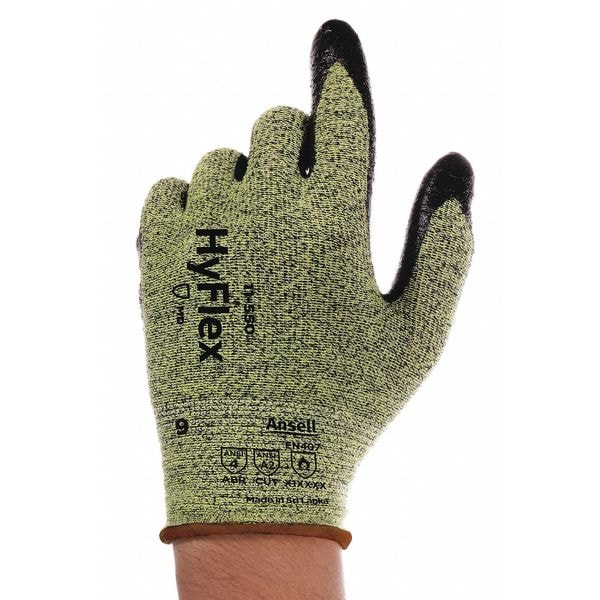 Guantes recubiertos resistentes al corte Ansell, Nivel de corte A2, calibre 15, negro/verde, (10) - 11-550VP