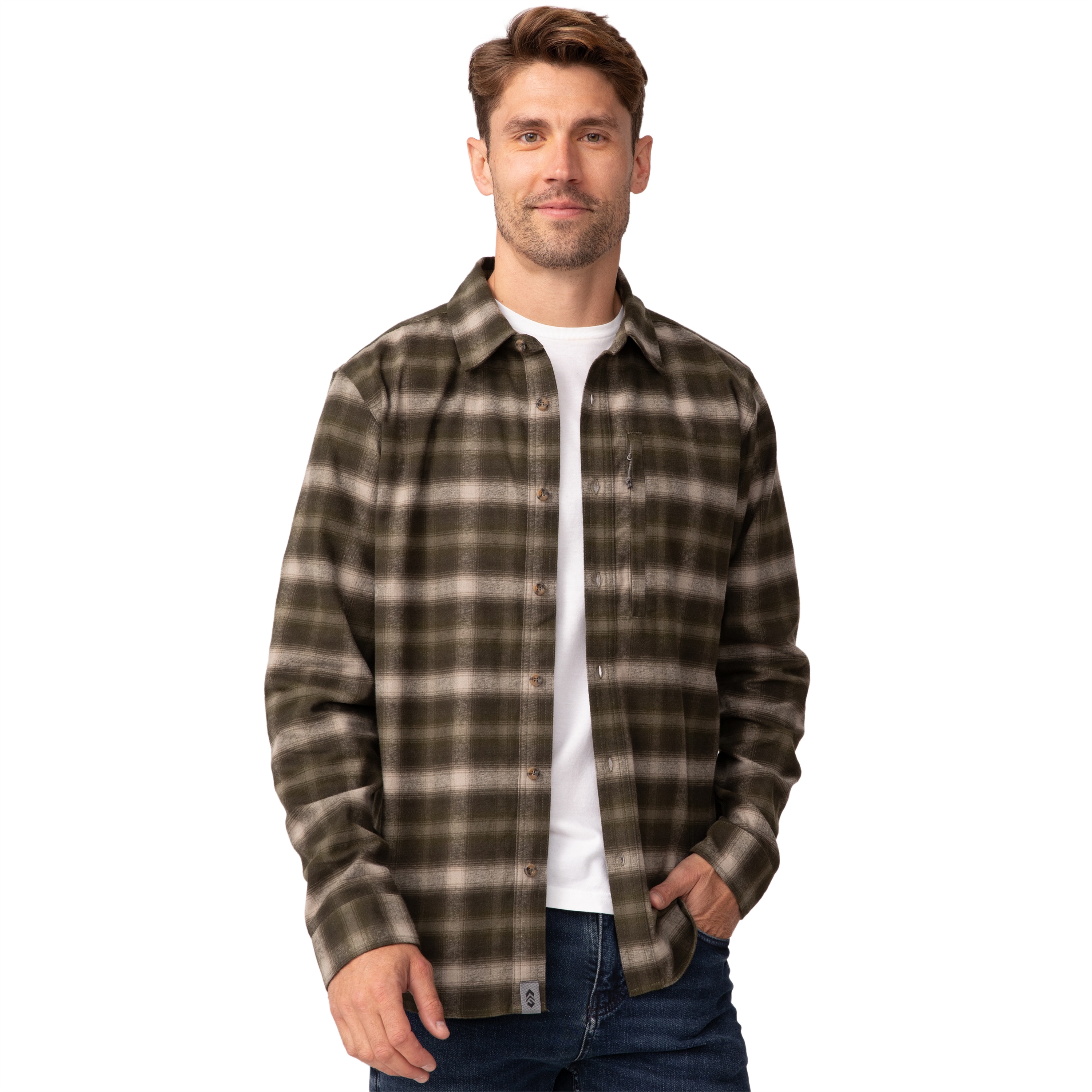 Camisa de franela verde de manga larga para hombre de Free Country (talla extra extra grande) 324-MAF4302OLIVO XXL