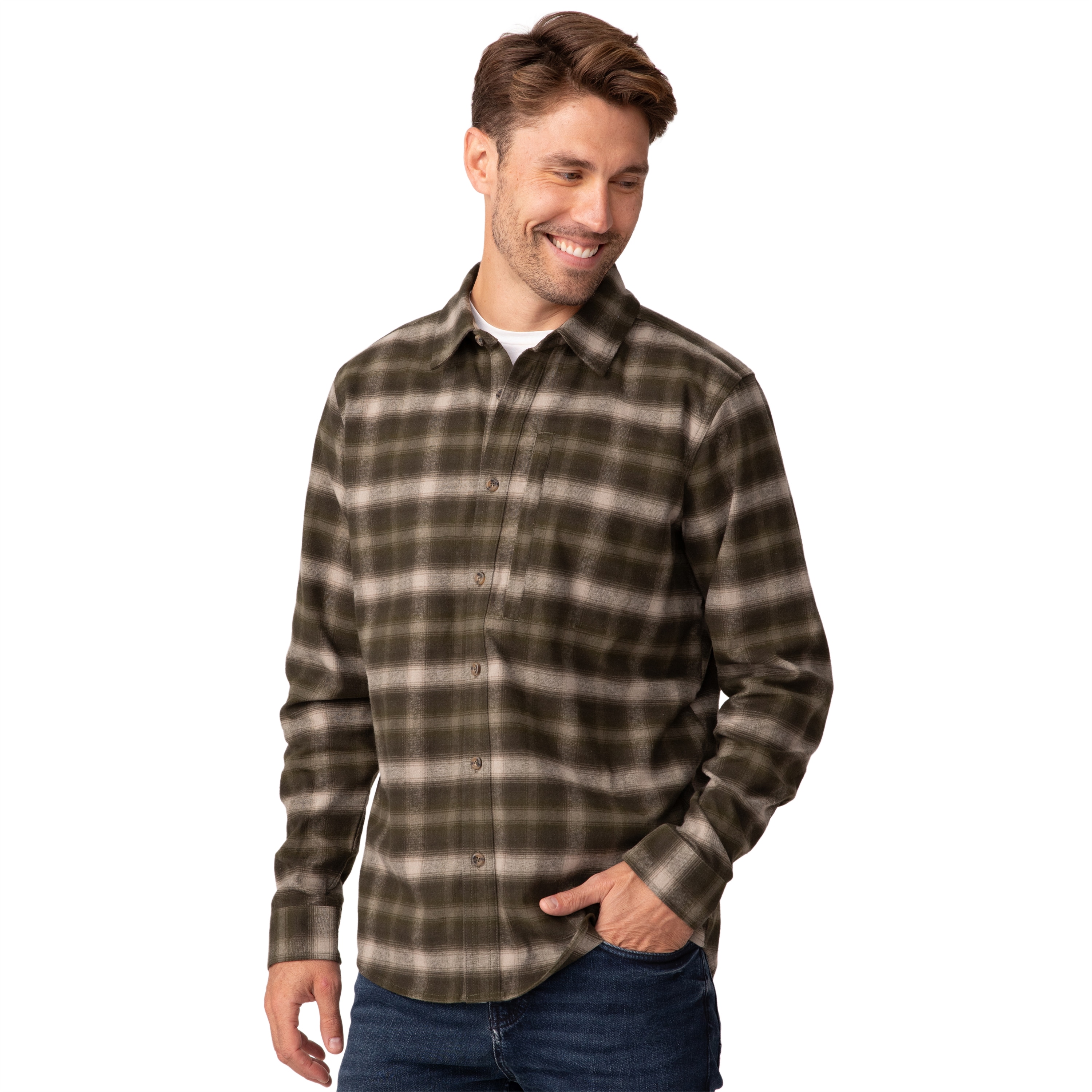 Camisa de franela verde de manga larga para hombre de Free Country (talla extra extra grande) 324-MAF4302OLIVO XXL