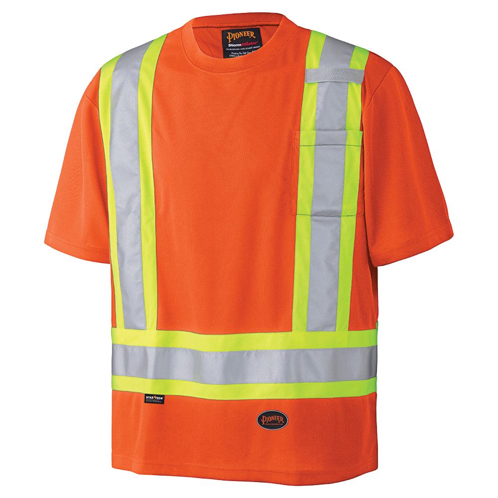 Playera a rayas naranja de manga corta unisex para adultos de Pioneer (Talla Pequeña)