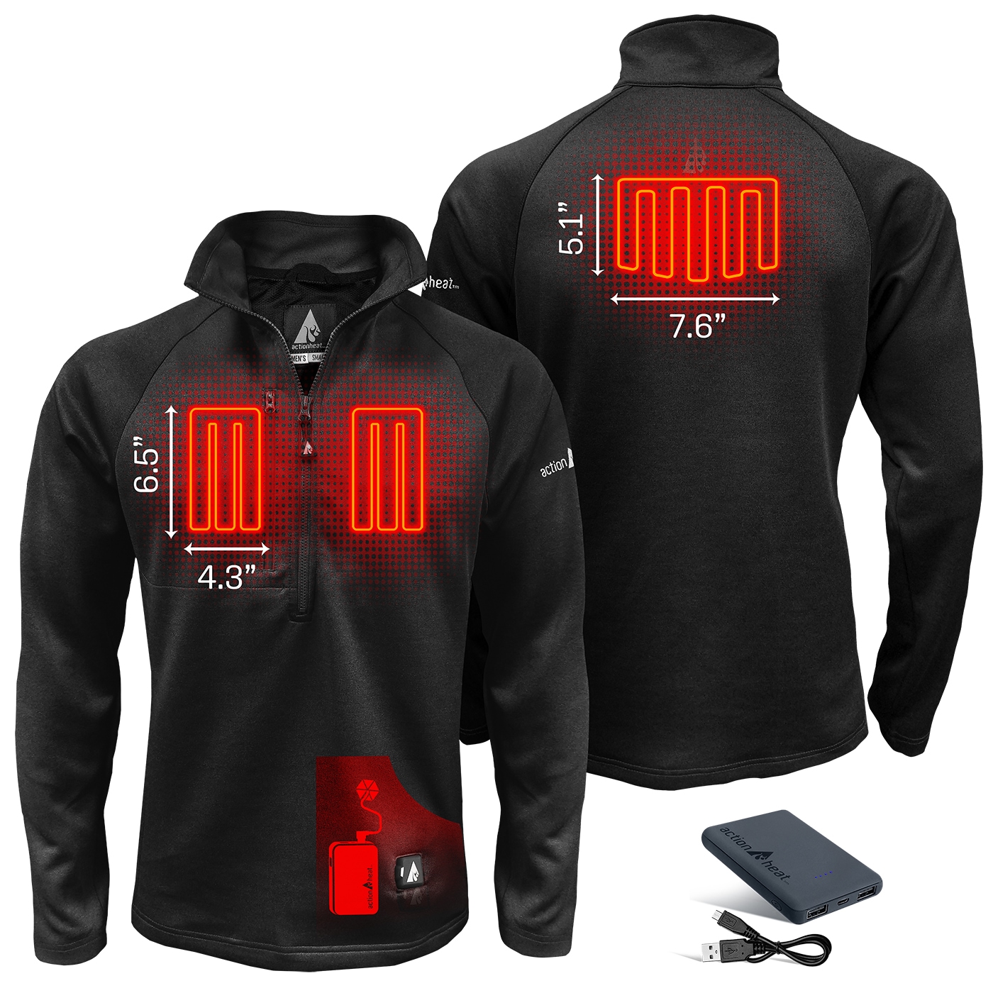 Playera térmica de manga larga para hombre en color negro de ActionHeat (talla 2XL)