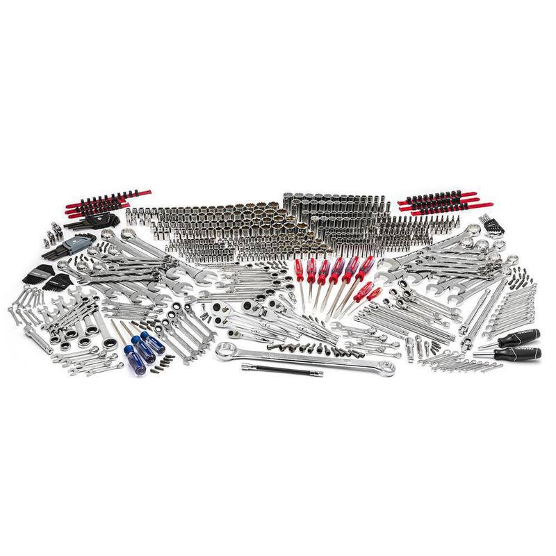 Herramientas mecánicas Husky de 1/4, 3/8 y 1/2 pulgadas, SAE/Métricas, juego de herramientas superficiales y profundas con llaves de torque (607 piezas) - H605MTSPO3TWCB