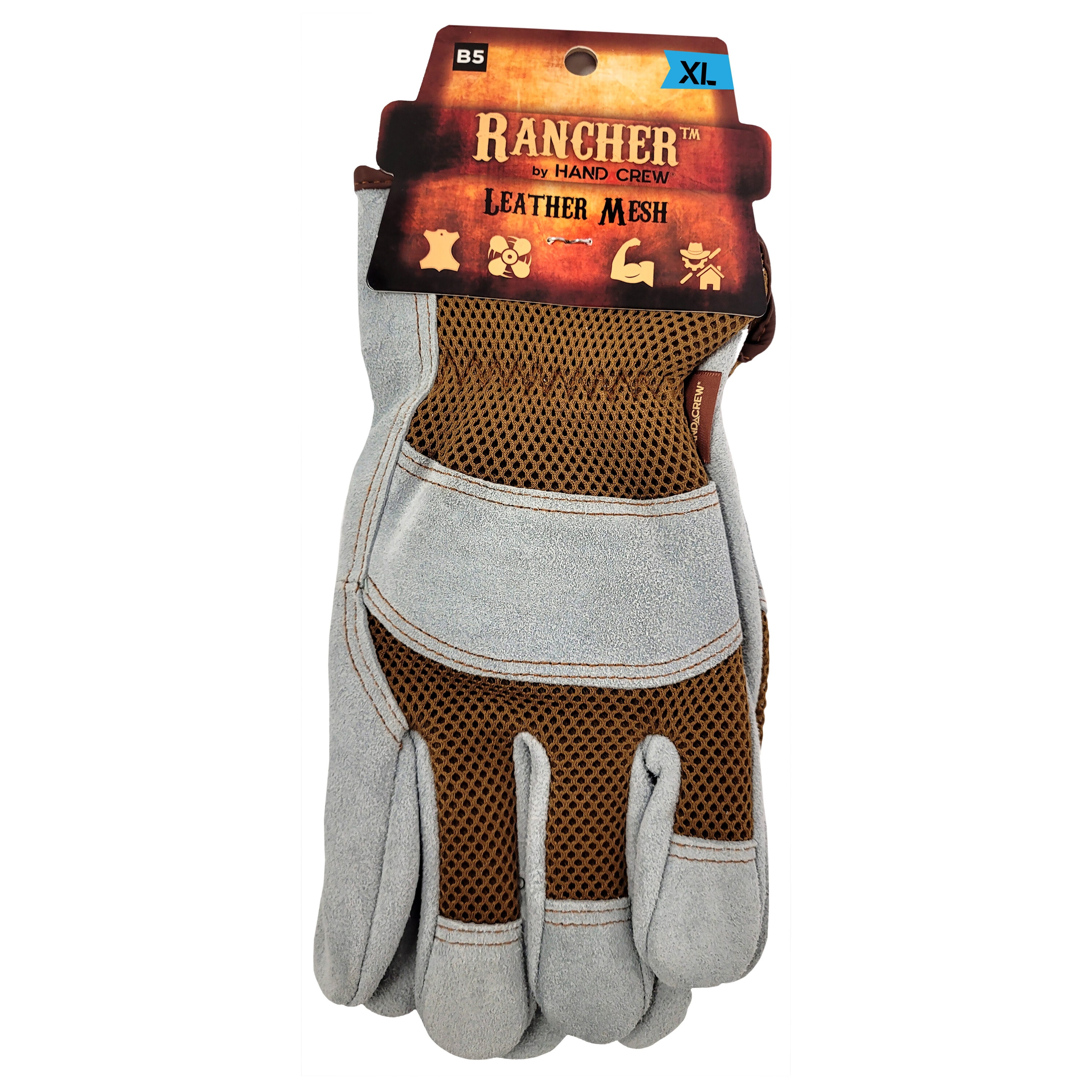 Guantes de cuero gris extra grande HandCrew - Par de 1 - USHG-2020XL