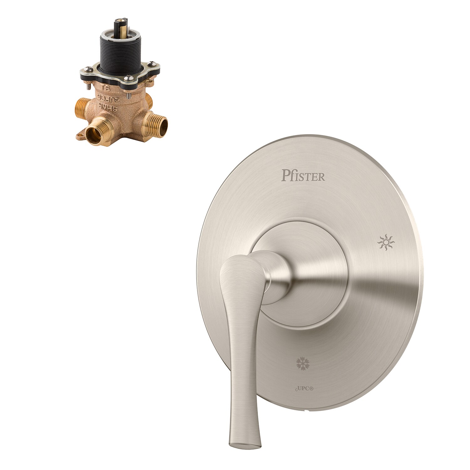 Llave para bañera y ducha de 1 manija en níquel cepillado Pfister Rhen, se vende por separado con válvula R89-1RHK-0X8-310A-L