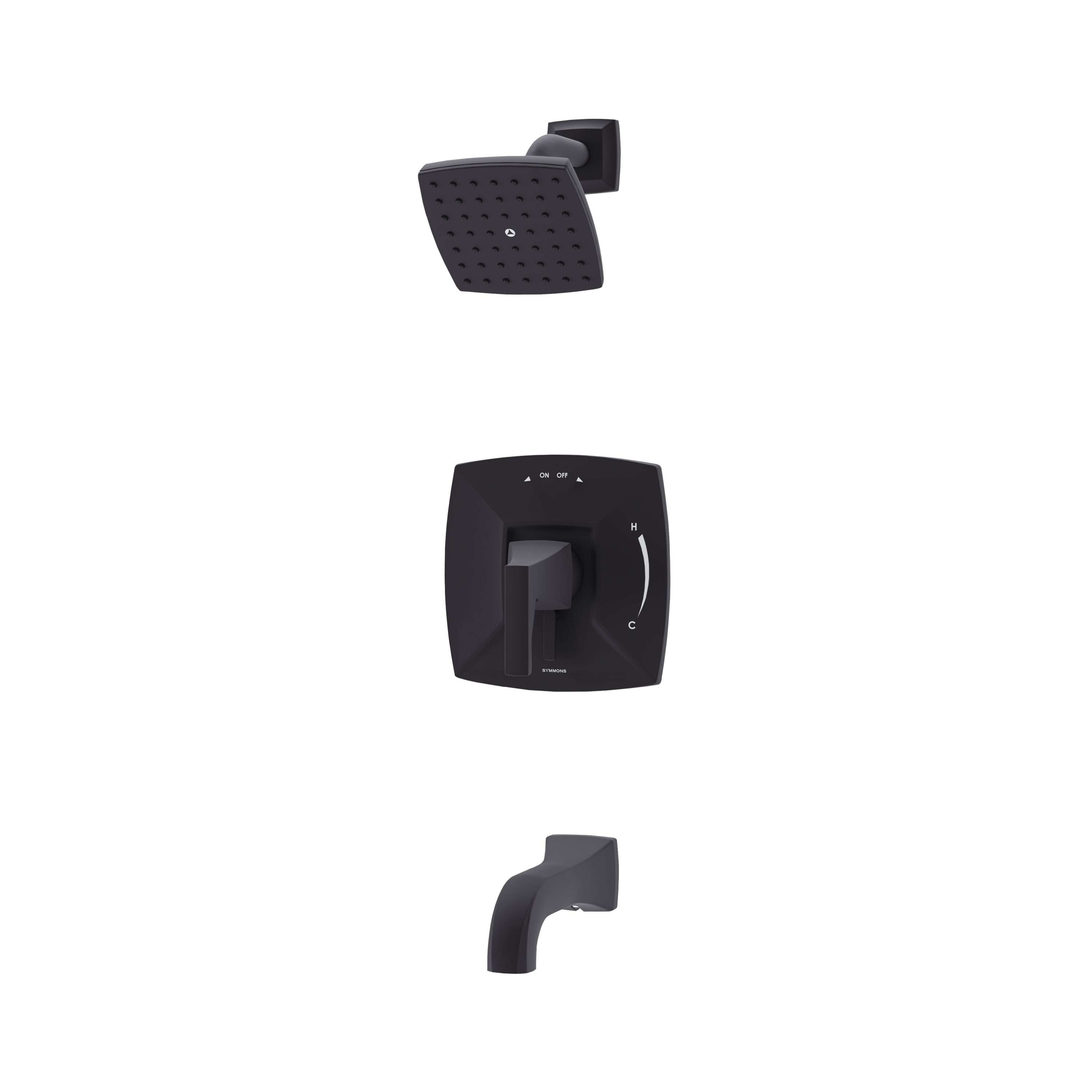 Grifo de bañera y ducha de una sola función, negro mate de roble Symmons de 5 pulgadas.