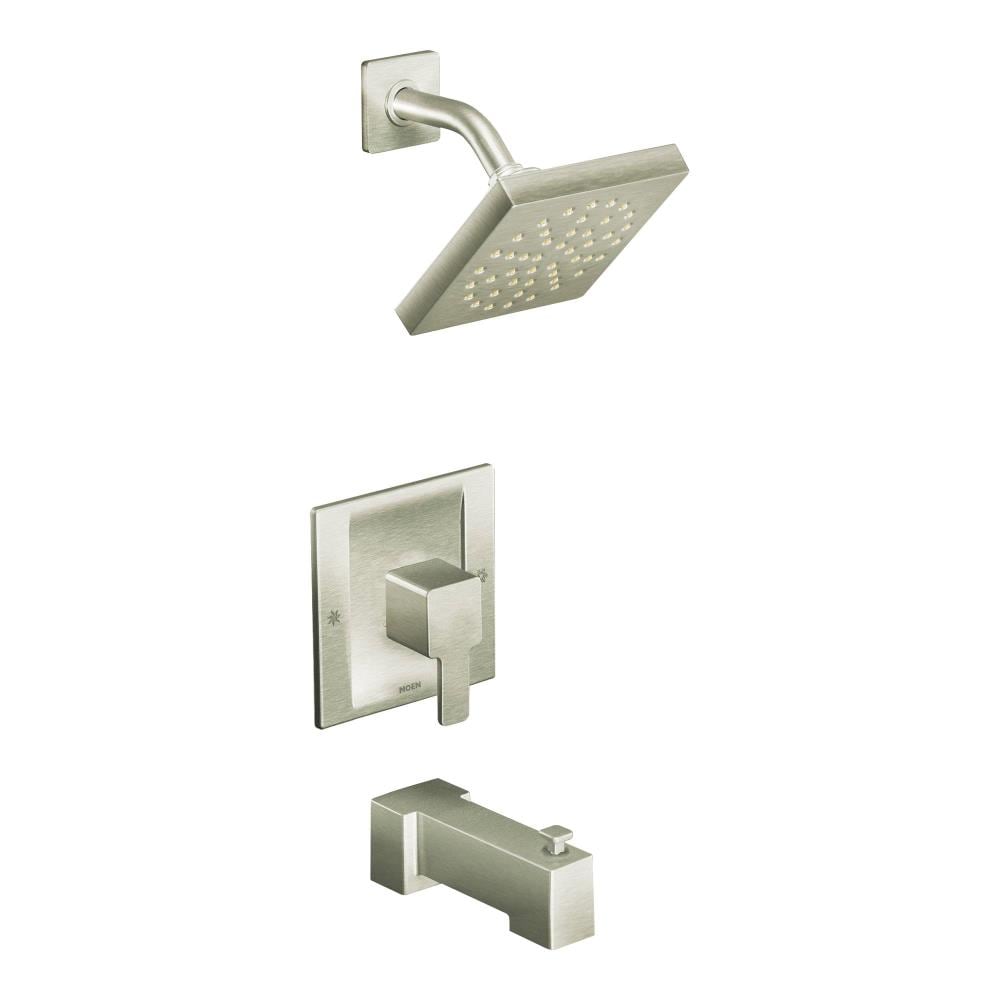 Grifo de bañera y ducha de una sola función en níquel cepillado de 6.0 pulgadas de la línea Moen 90 Degree