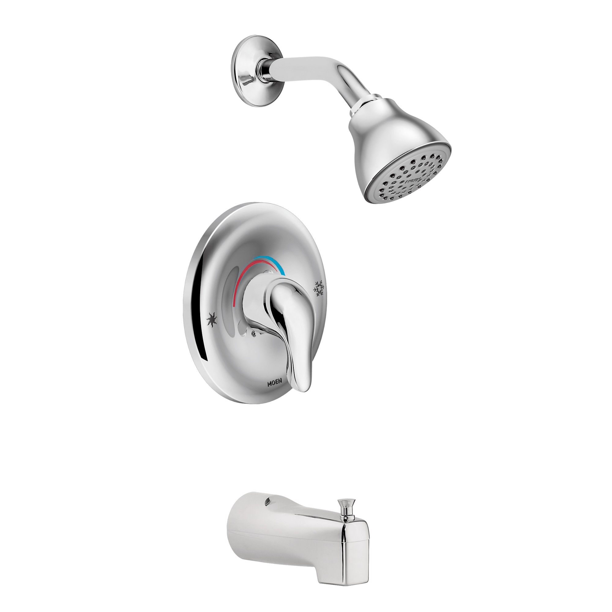 Llave para bañera y regadera de una sola función, cromada, de 1 asa y 2.5 pulgadas, modelo Chateau de Moen con válvula L2353EP.
