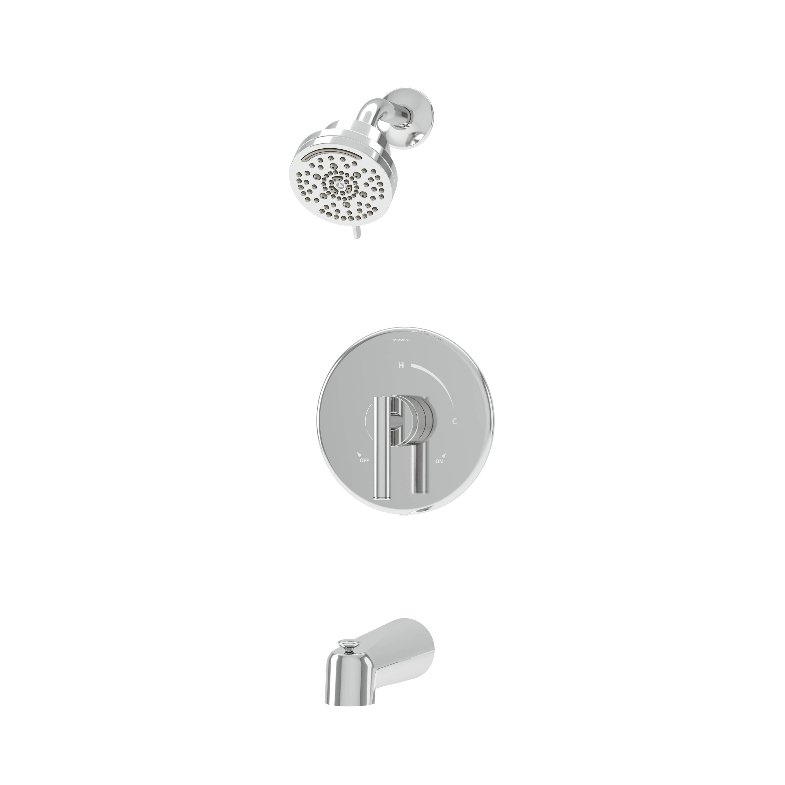 Llave para bañera y ducha redonda de 3.94 pulgadas de función múltiple con un solo mango en cromo pulido Symmons Dia