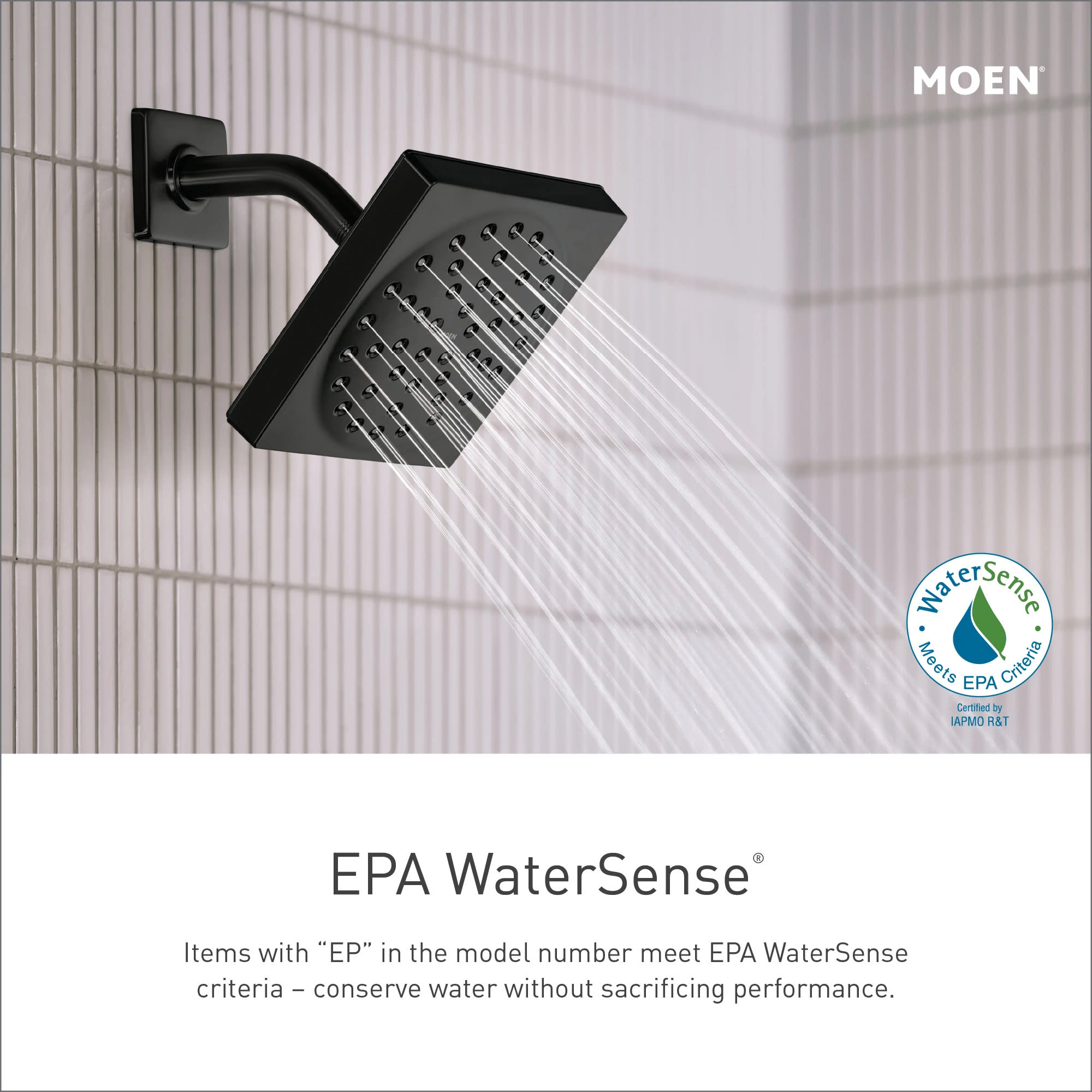 Grifo de bañera y ducha redondo de función única en negro mate de Moen (Válvula no incluida) Se vende por separado