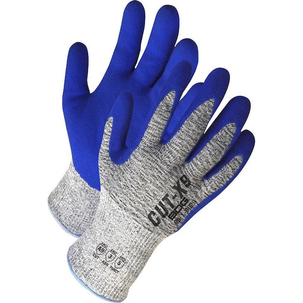 Guantes recubiertos de HPPE resistentes al corte Bdg , Nivel de corte A9, 13 ga, gris/azul, 4XL (13) - 99-1-9629-13