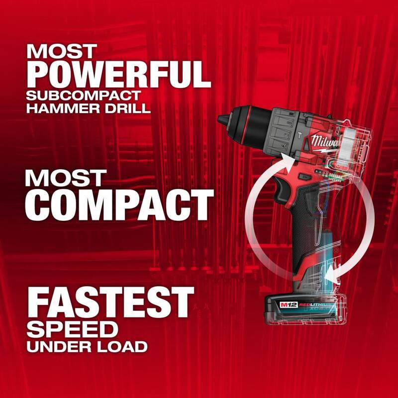 Kit de taladro percutor inalámbrico Milwaukee M12 FUEL de 12V de iones de litio sin escobillas de 1/2 pulg. con taladro angular derecho de 3/8 pulg. M12 - 3404-22-2415-20