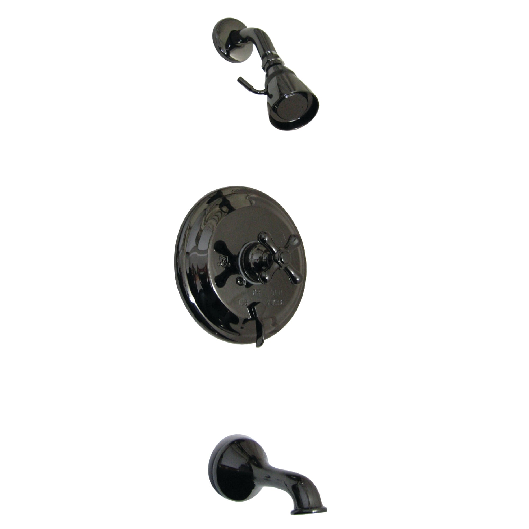 Grifo de bañera y ducha redondo de acero inoxidable negro moderno con una manija y función multiusos de 2.25 pulgadas con válvula.