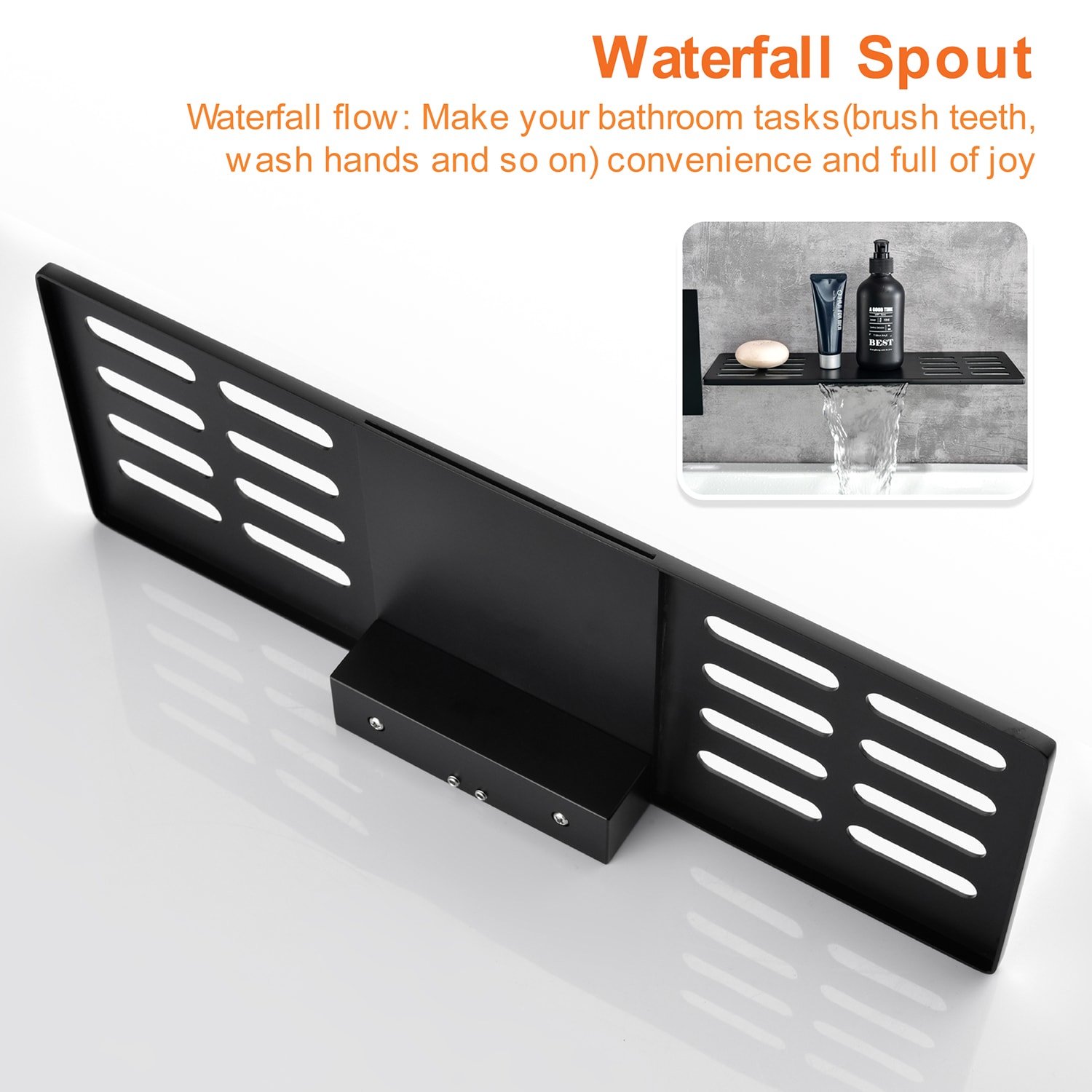 Grifo de bañera y ducha de una manija color negro de Cobbe con forma rectangular de 1.37 pulgadas con válvula SSF0500B