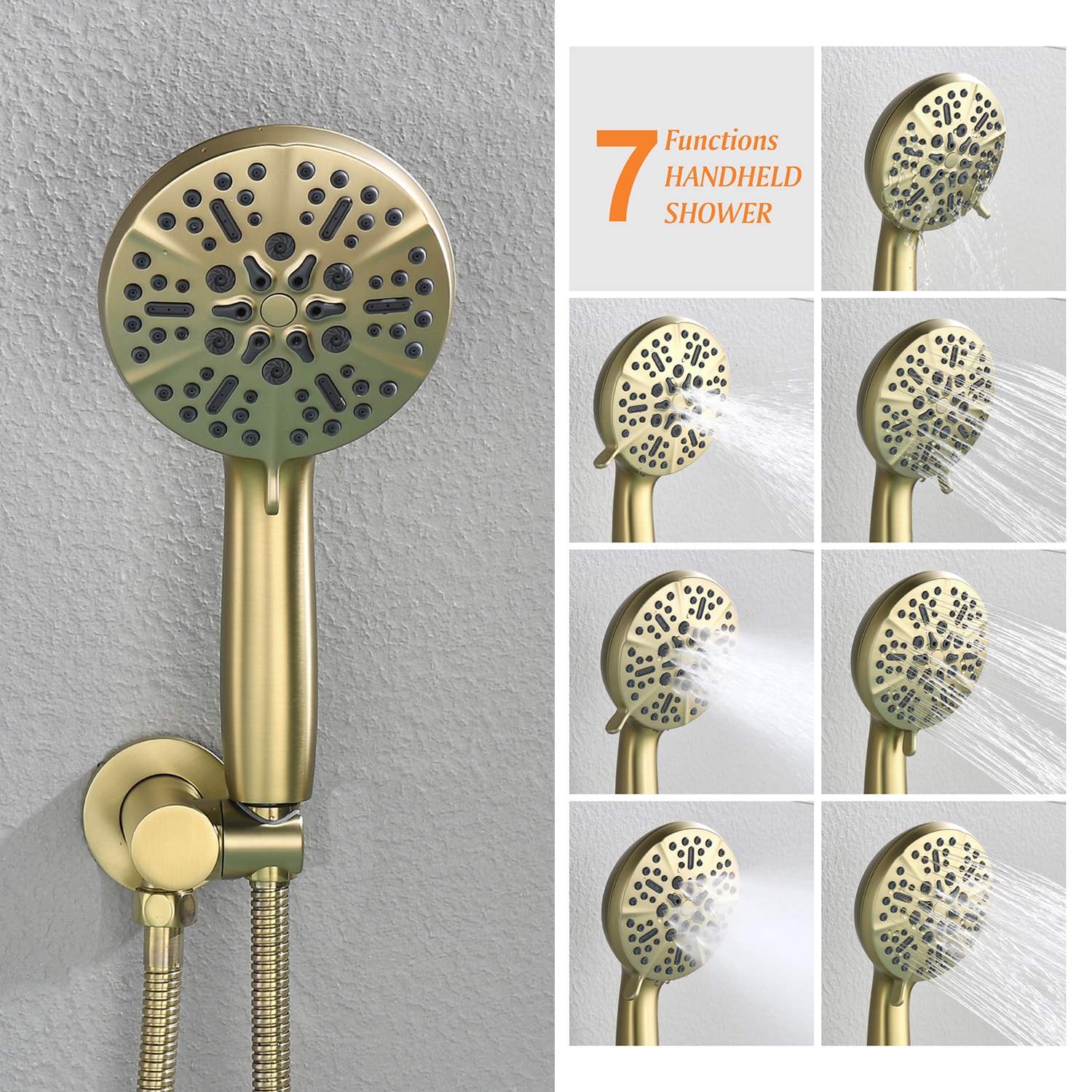 Grifo de bañera y ducha de 1 mango bañado en oro cepillado de 4.72 pulgadas de cobre con válvula
