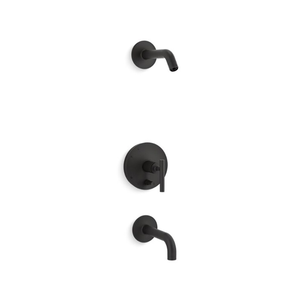Llave mezcladora para tina y regadera de 1 manija en color negro mate de la línea Purist de KOHLER. Se vende por separado.