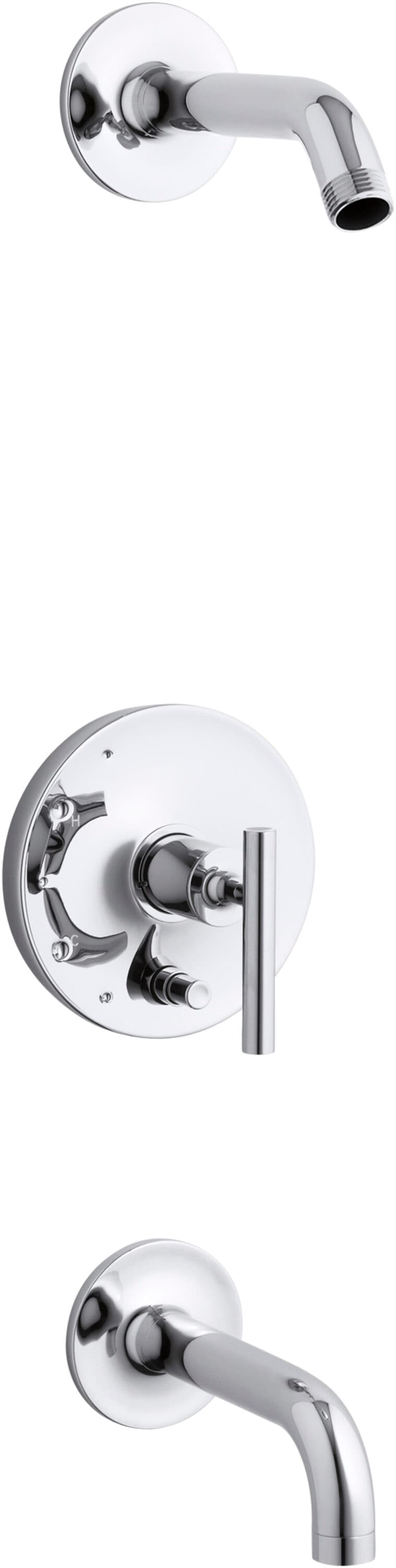 Grifo para bañera y ducha Purist de KOHLER, cromado pulido de 1 mango Se vende por separado K-T14421-4L-CP