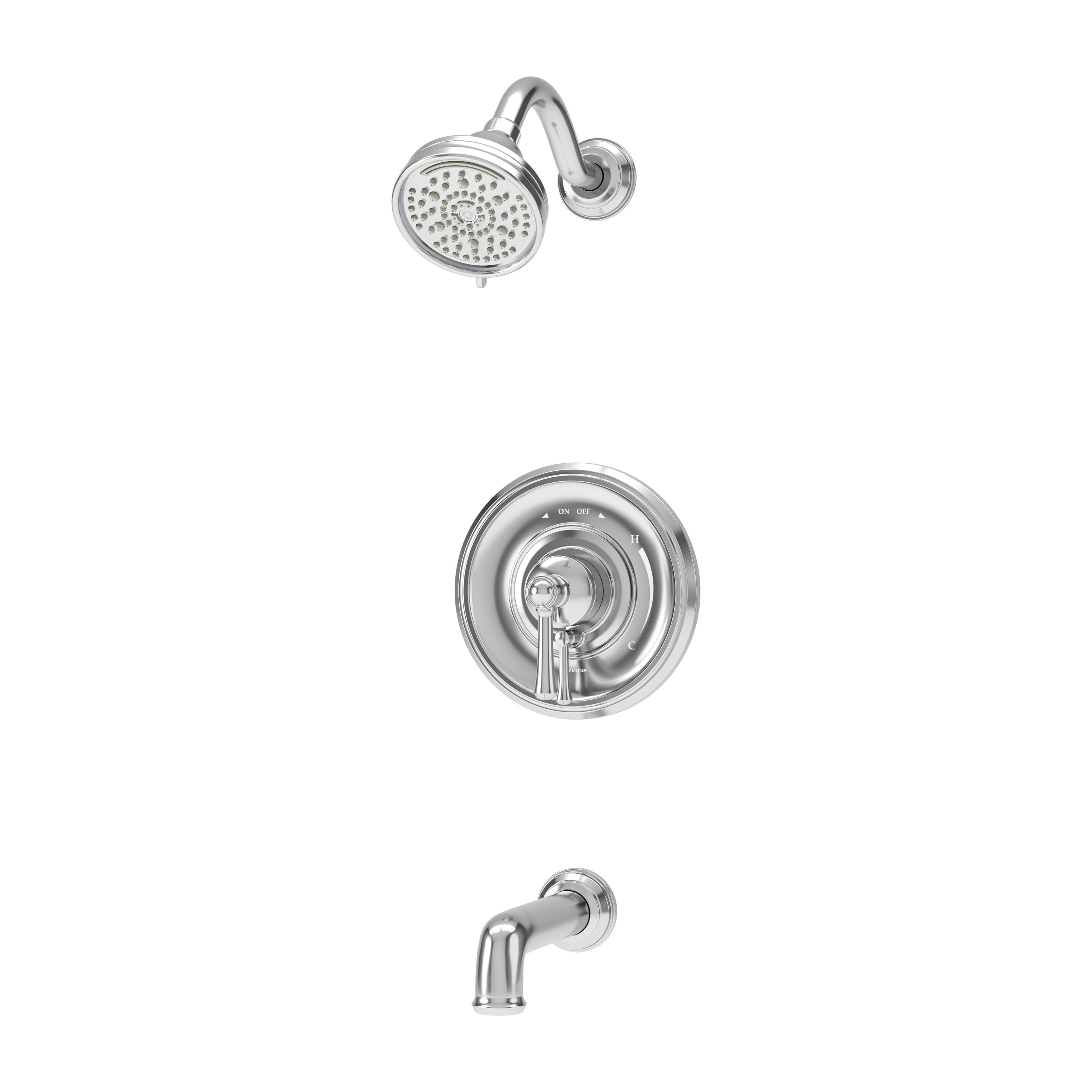 Mezcladora para bañera y ducha redonda de 4.07 pulgadas de función múltiple con acabado cromado pulido Braston de Symmons S589215TRM.
