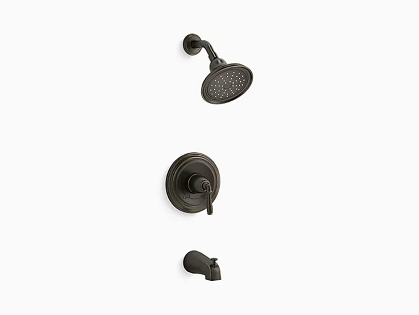 Mezcladora para bañera y ducha de 1 manija en bronce frotado con aceite de 7 pulgadas, estilo redondo KOHLER K-TS395-4G-2BZ