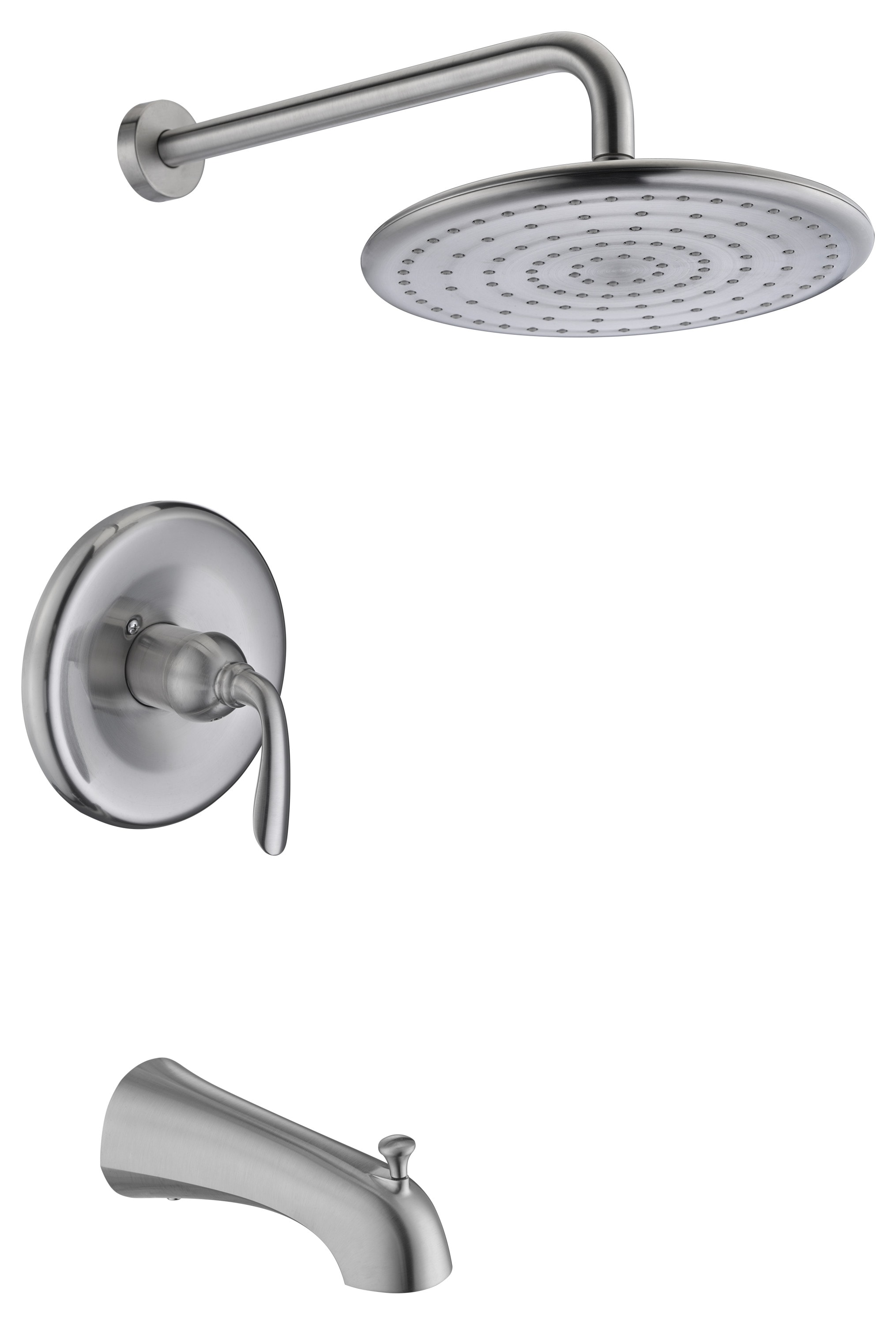 Grifo monomando de bañera y ducha redonda de 11.39 pulgadas, función única, acabado en níquel cepillado ANZZI Meno con válvula SH-AZ032BN