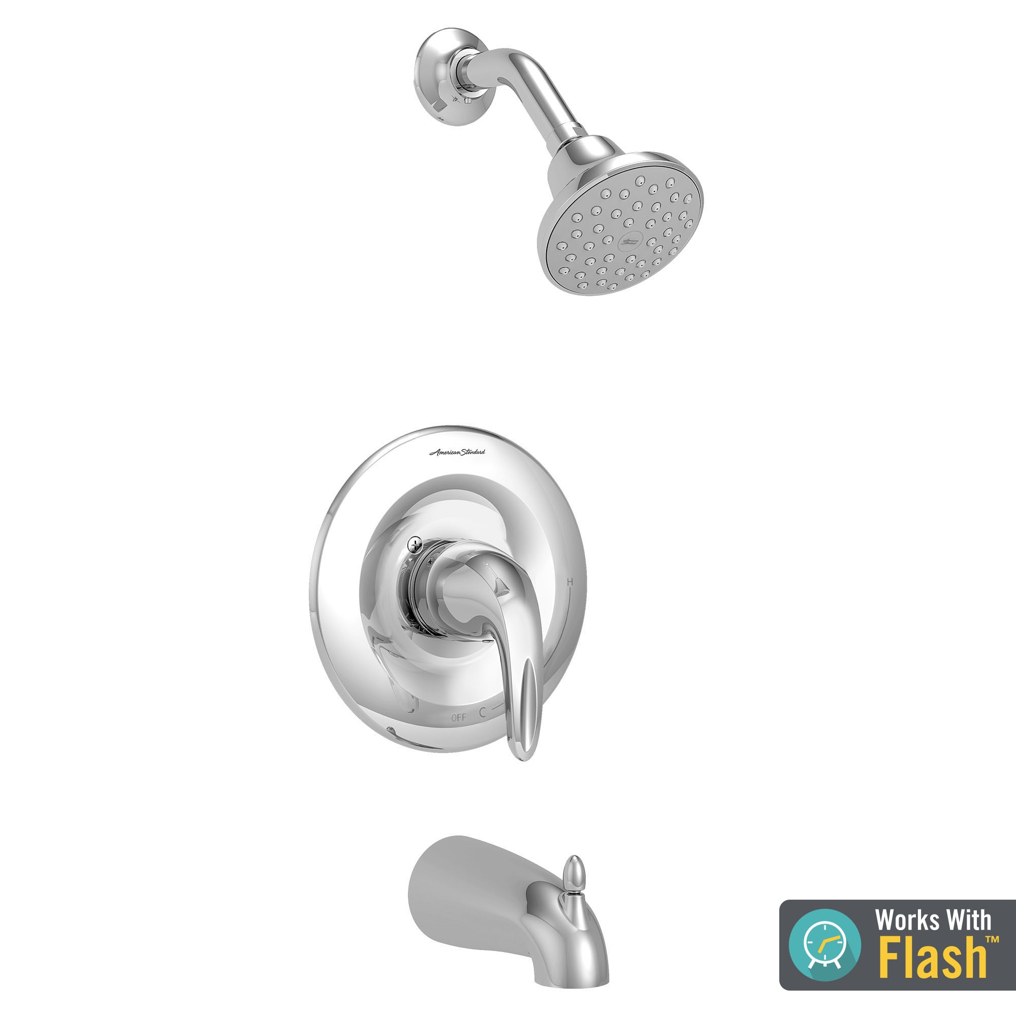Grifo de Bañera y Ducha de 1 Manija, Función Individual, Acabado en Cromo Pulido American Standard Reliant 3 de 3.75 Pulgadas