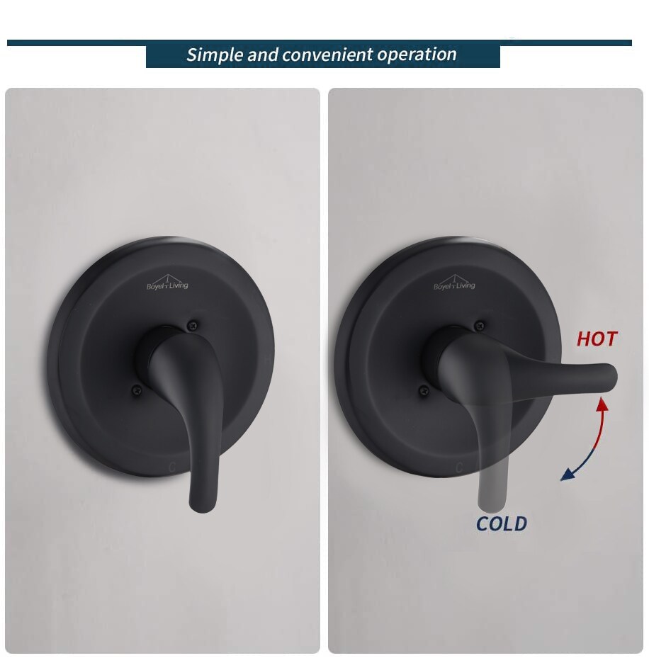 Grifo para bañera y regadera redonda de 4 pulgadas, acabado negro mate, monomando de 1 función con válvula - RCH-BAS813