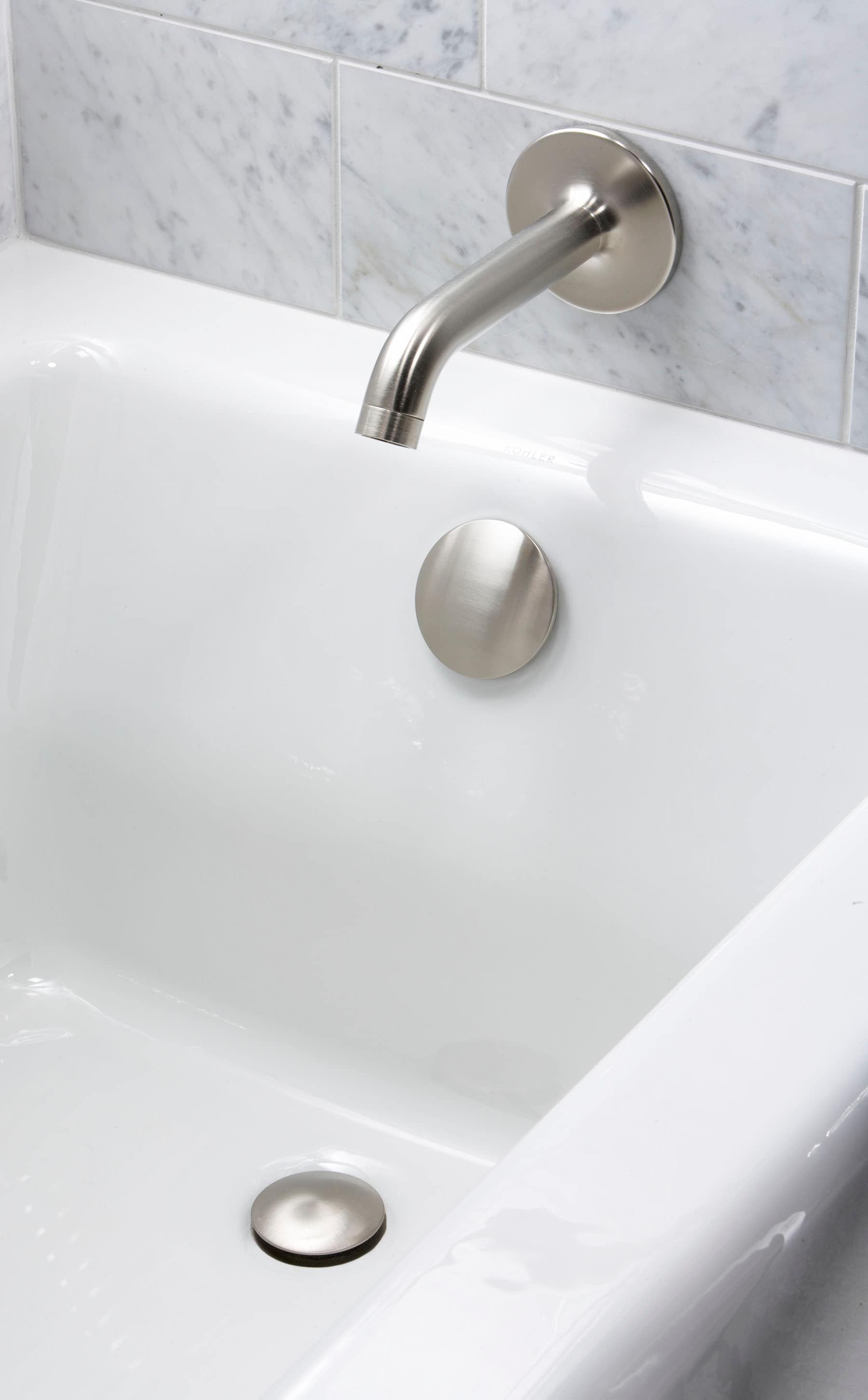 Grifo para bañera y regadera redonda de una sola función, cromado pulido, manija única - KOHLER Purist