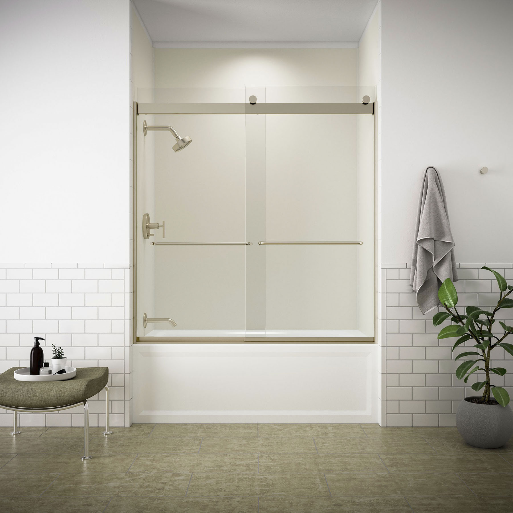 Grifo para bañera y regadera redonda de una sola función, cromado pulido, manija única - KOHLER Purist