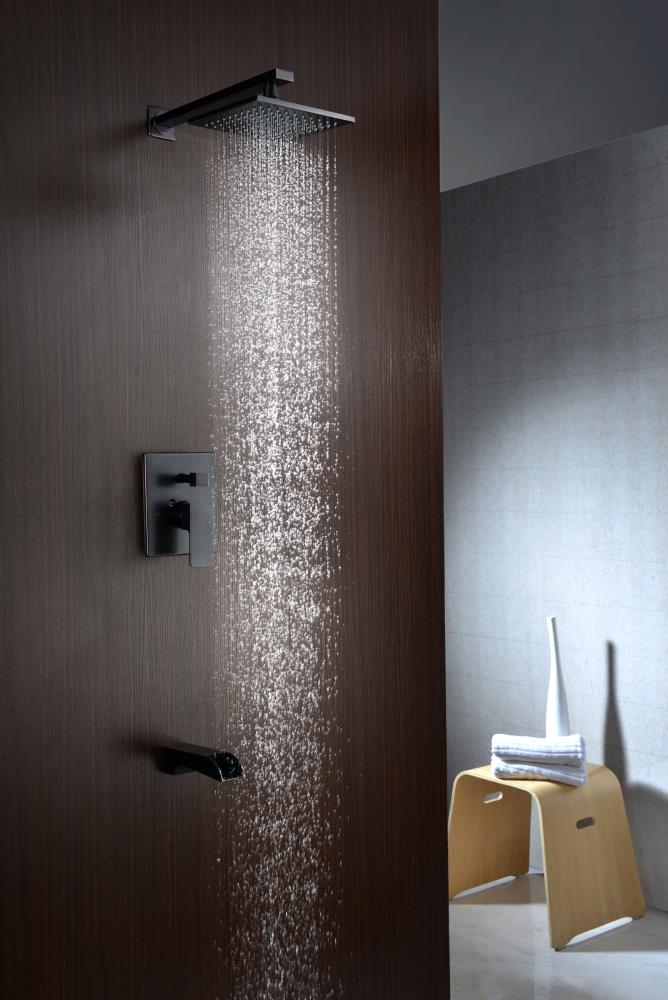 Mezcladora de bañera y regadera cuadrada de 7.99 pulgadas, con un solo mango y función única, acabado en bronce frotado con aceite de ANZZI incluye válvula SH-AZ039