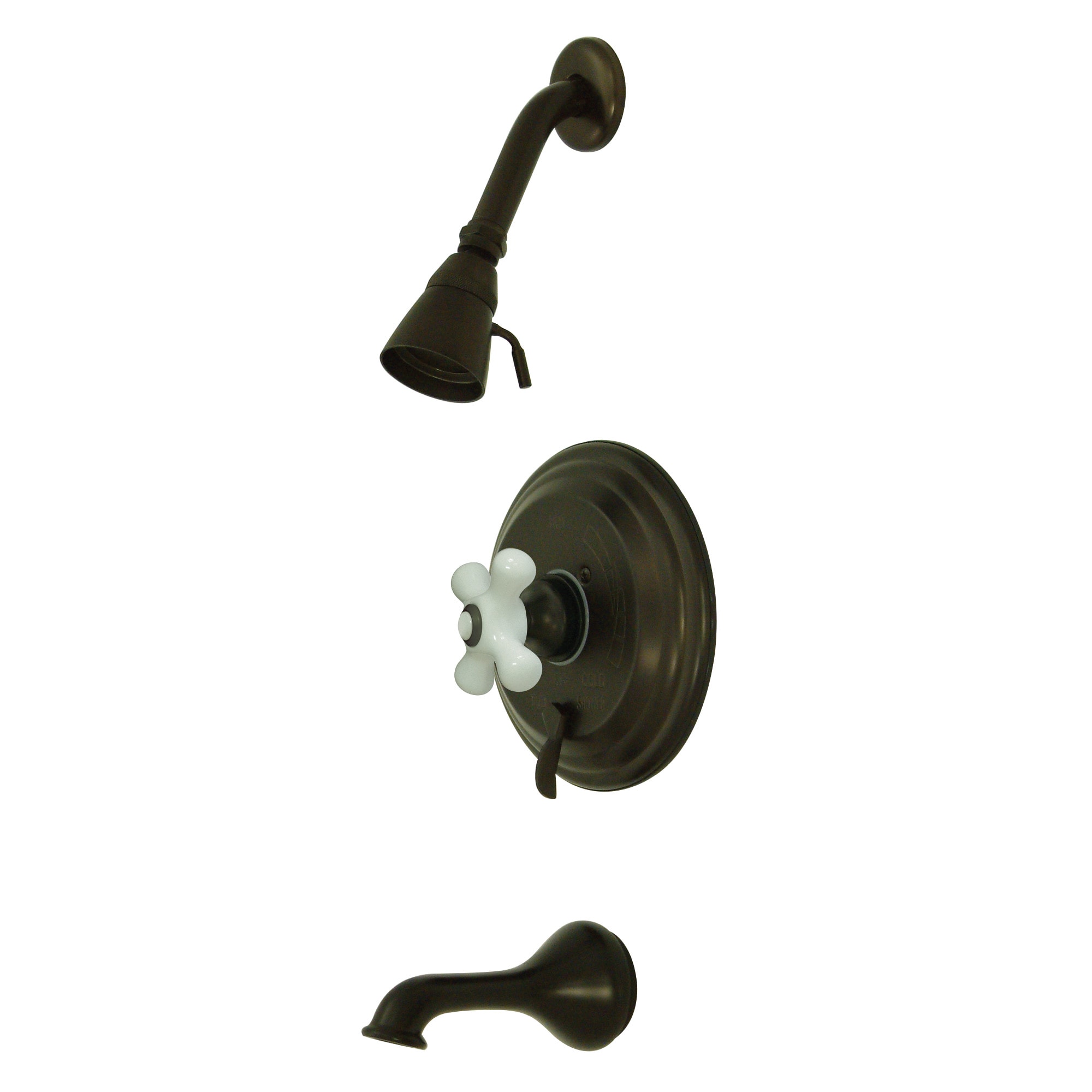 Elementos de Diseño Nueva Orleans Bronce aceitado Grifo de bañera y ducha de una sola función con una sola manija de 3.75 pulgadas de diámetro con válvula EB36350PX