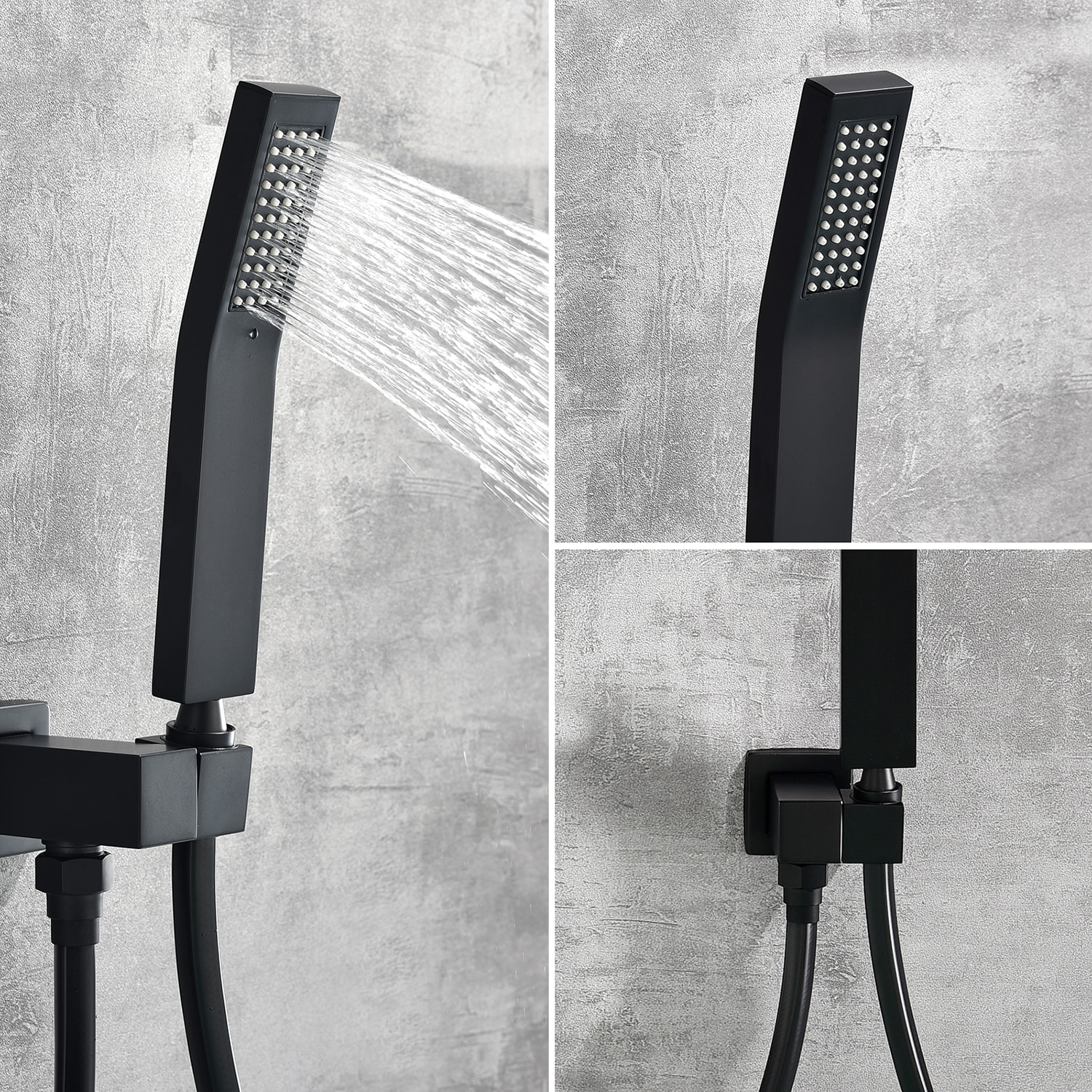 Grifo de bañera y ducha de mano de una sola manija en negro Cobbe con válvula de 1.37 pulgadas