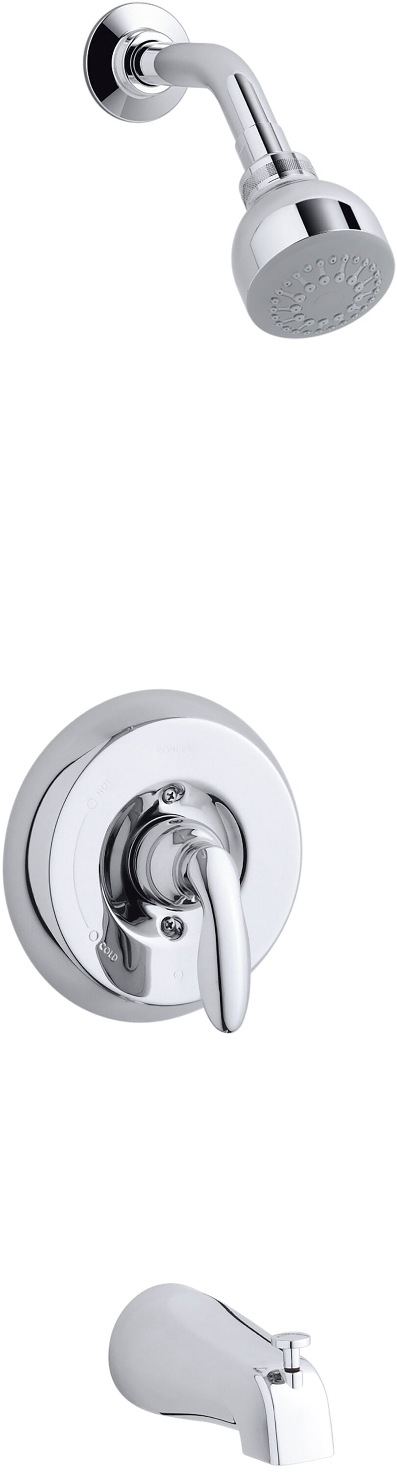 Grifo para bañera y ducha redondo de 1 manija en cromo pulido Coralais de KOHLER - Se vende por separado