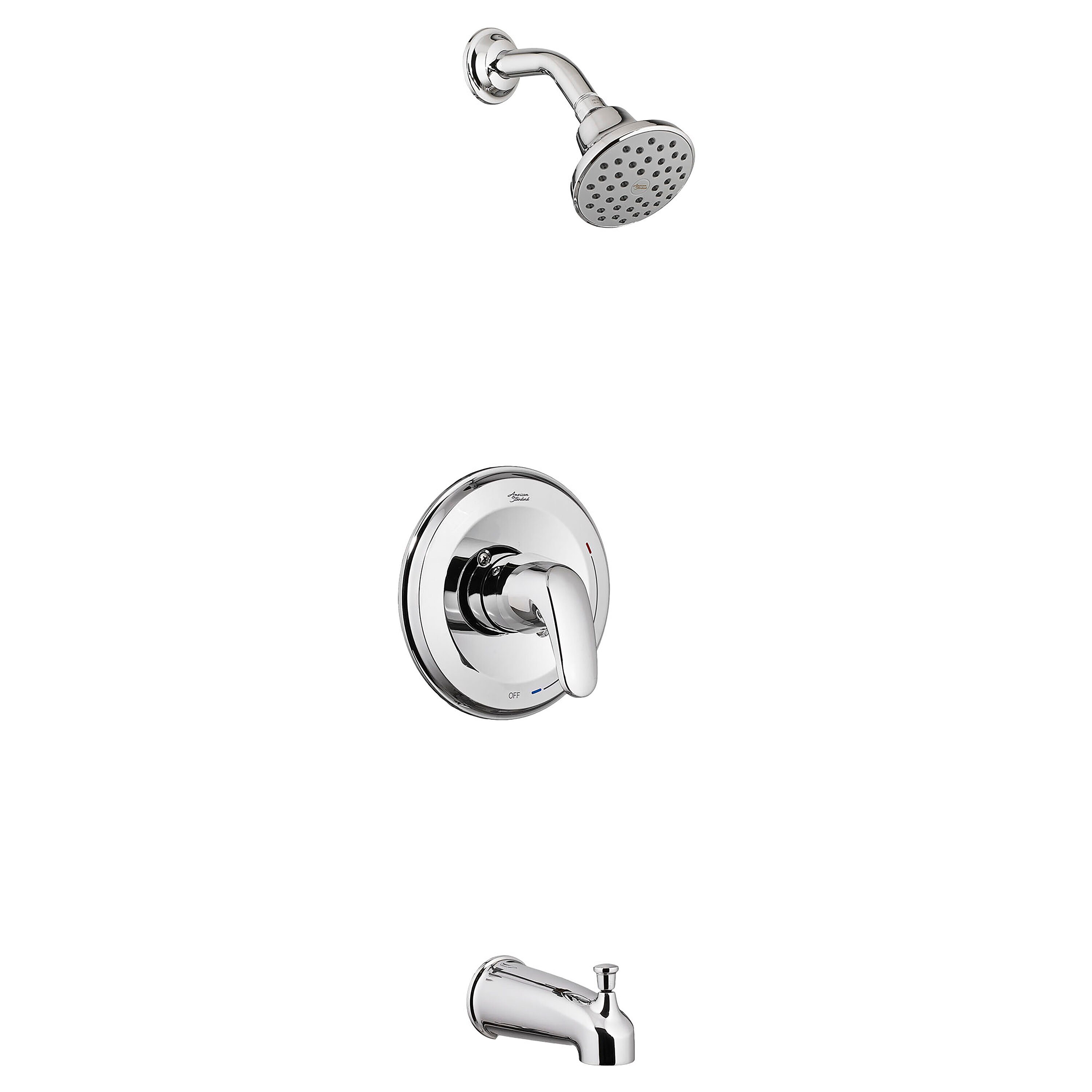 Producto: Grifo para bañera y ducha de una sola manija y múltiples funciones, acabado cromado pulido de la línea American Standard Colony de 3.75 pulgadas.