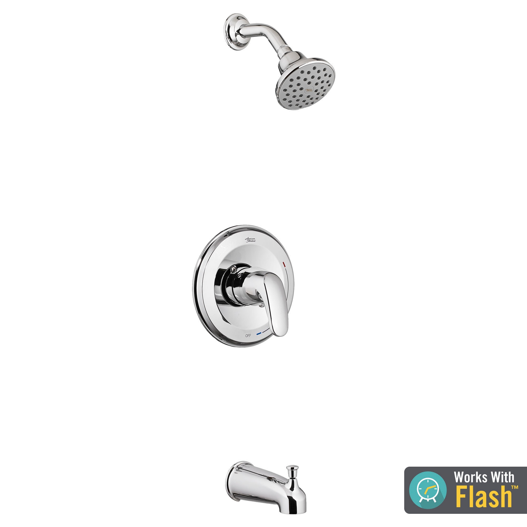 Producto: Grifo para bañera y ducha de una sola manija y múltiples funciones, acabado cromado pulido de la línea American Standard Colony de 3.75 pulgadas.