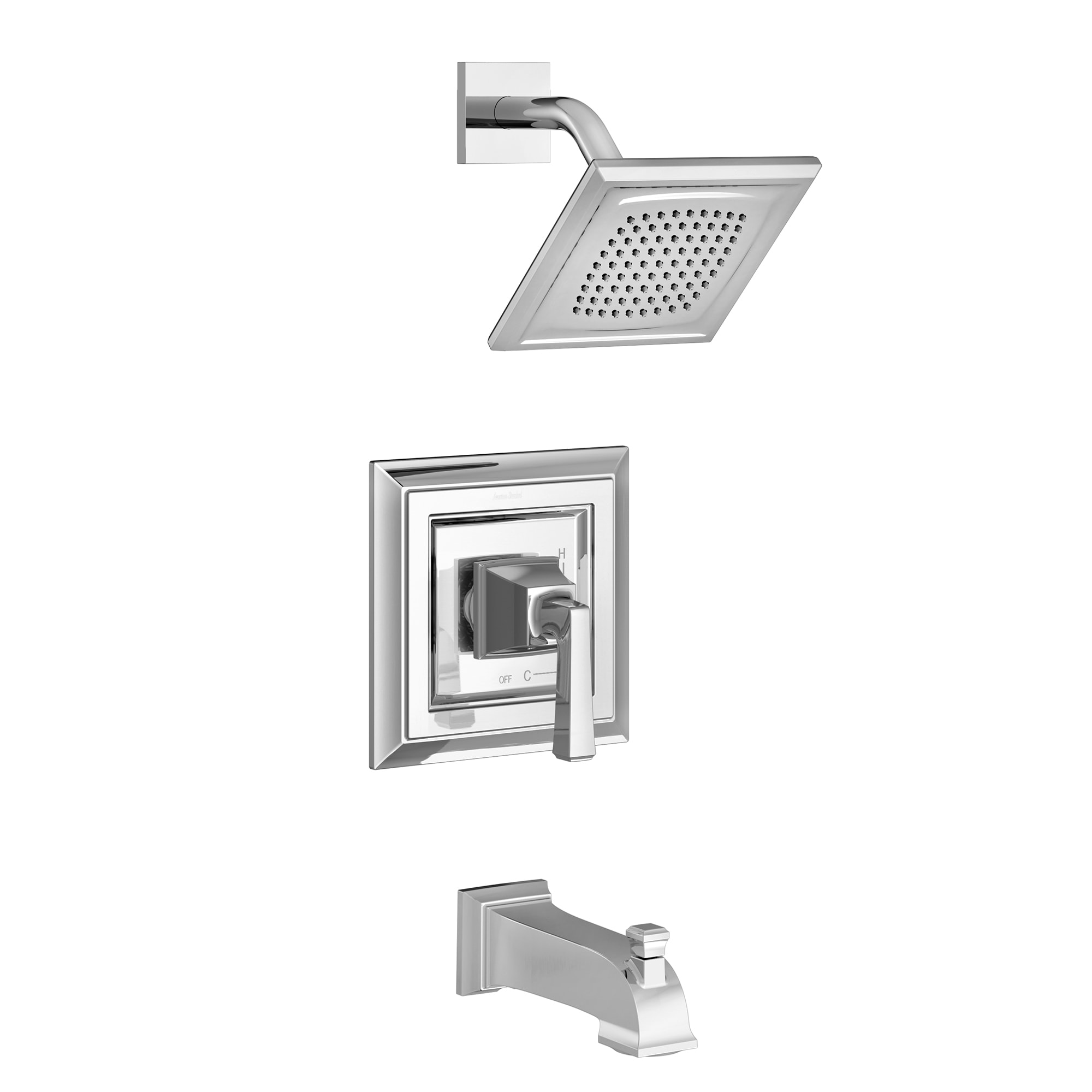 Monomando para bañera y regadera cuadrado de 6.31 pulgadas, en cromo pulido de American Standard Town Square S - Modelo TU455508.002