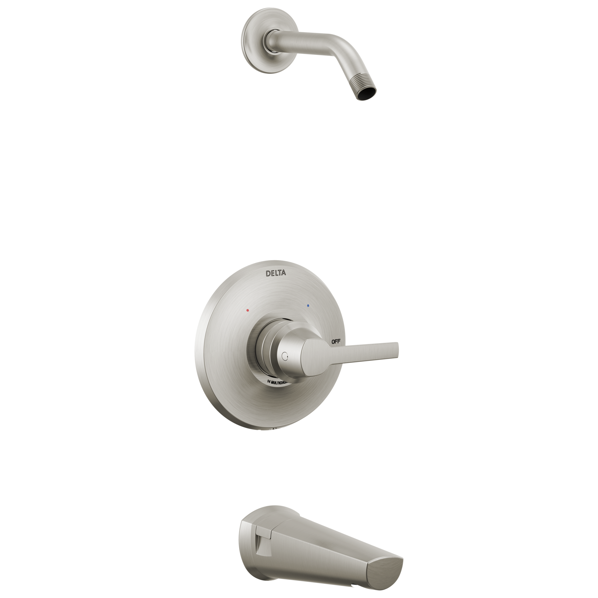 Grifo redondo para bañera y ducha de un solo mango con recubrimiento Lumicoat de acero inoxidable Delta Galeon se vende por separado T14472-SS-PR-LHD