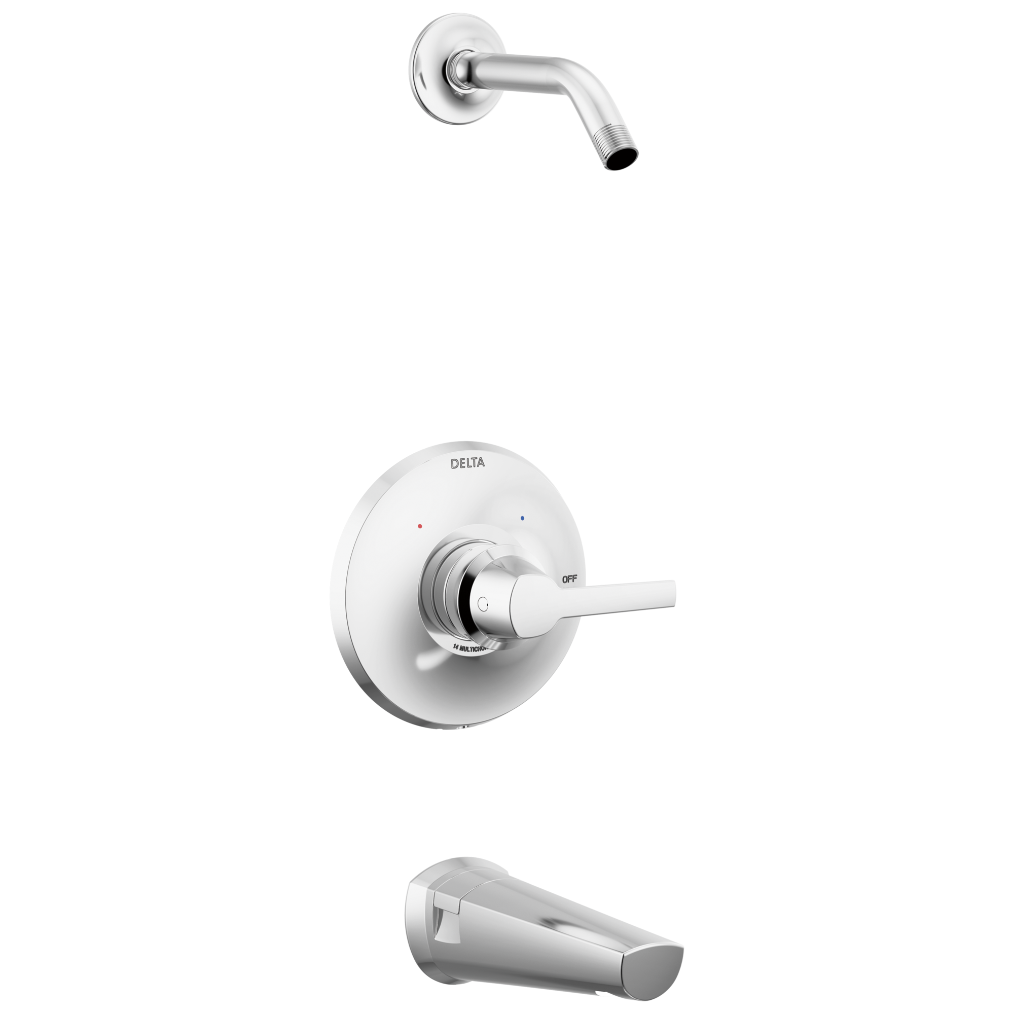 Grifo redondo para bañera y ducha de un solo mango Delta Galeon Lumicoat Chrome vendido por separado T14472-PR-LHD