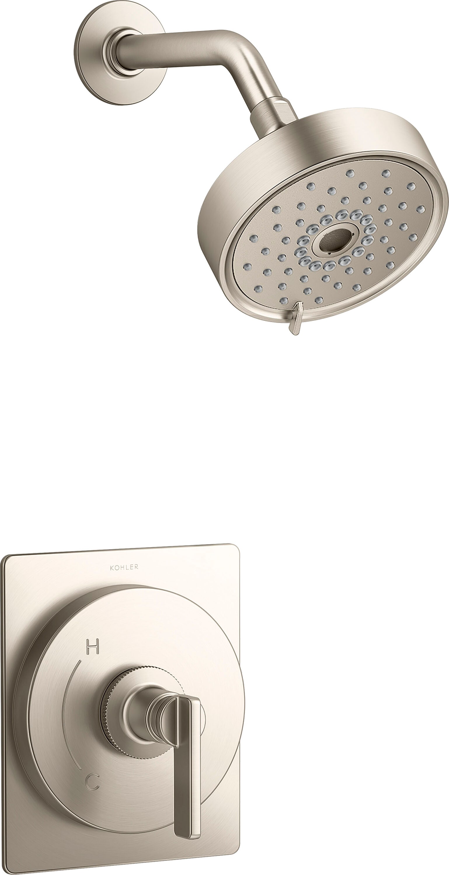 Llave mezcladora de bañera y regadera de 1 mango de níquel cepillado vibrante Castia de KOHLER por Studio McGee, forma rectangular de 5.44 pulgadas y función multiusos TS35916-4Y-BN.