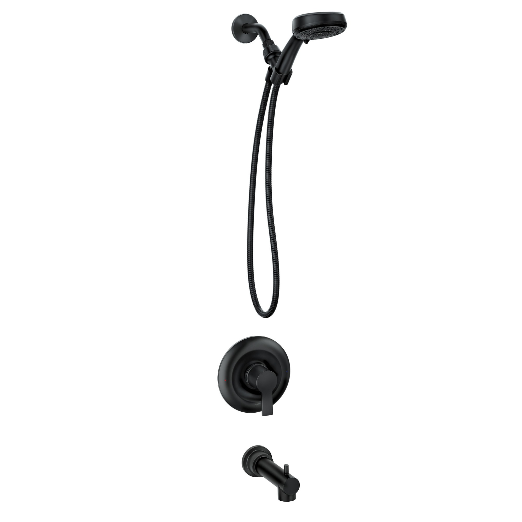 Grifo de bañera y ducha de mano de 1 mango en negro mate Moen MEENA de 4 pulgadas con válvula 82618BL