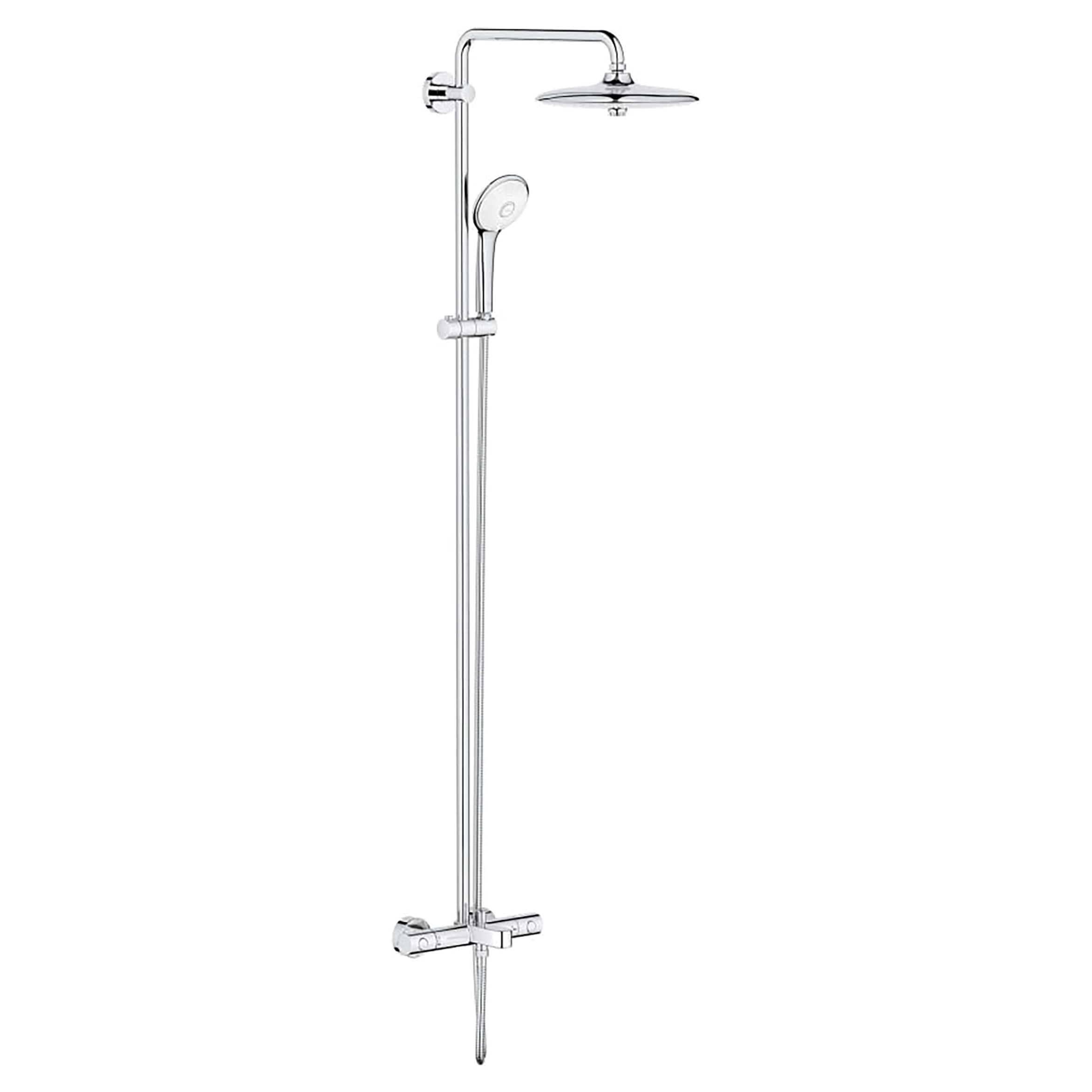 Regadera y grifo para bañera redonda de 10.25 pulgadas con acabado en cromo brillante de estrella GROHE Euphoria